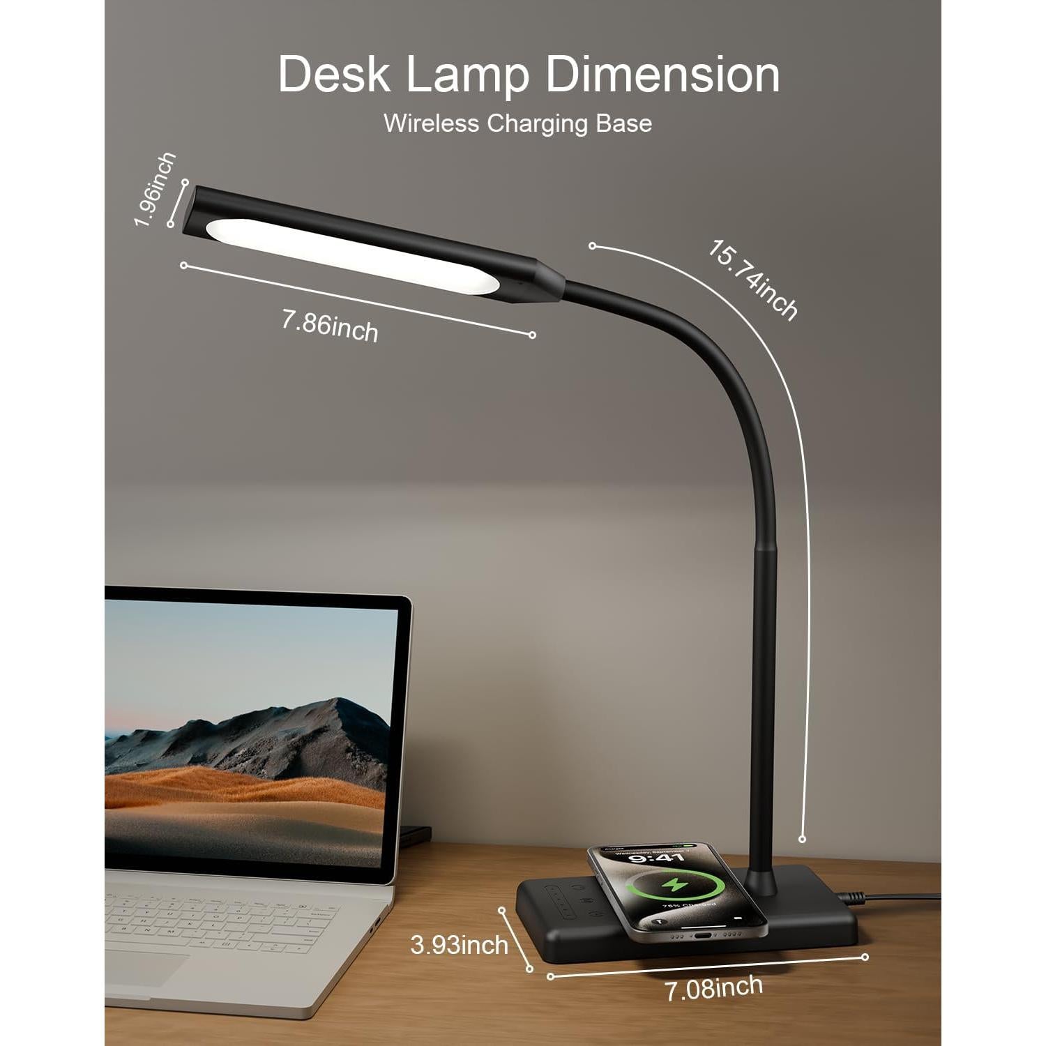 Lámpara de Escritorio LED MONGERY Ajustable con Carga Inalámbrica