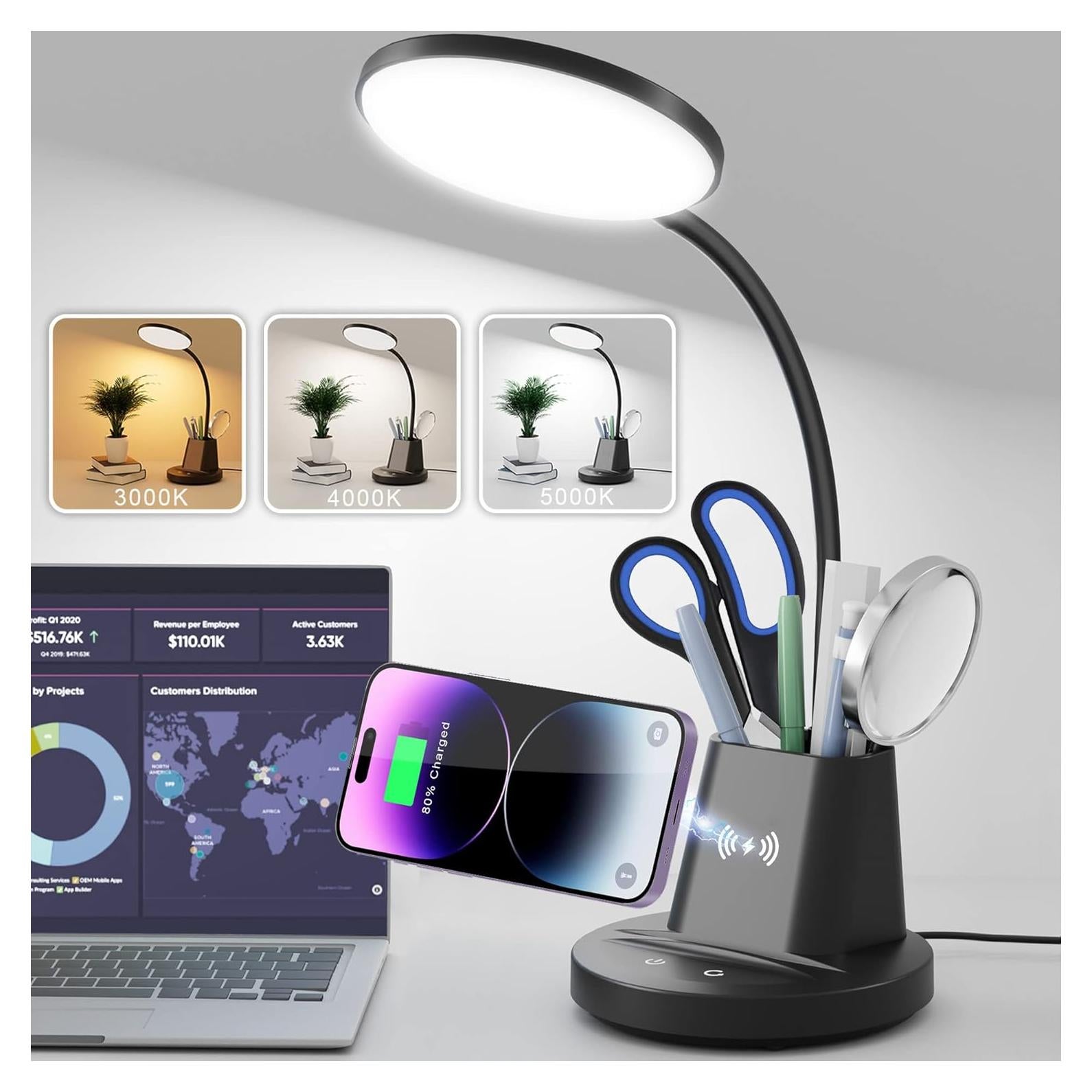 Lámpara de Escritorio Sailstar LED con Cargador Inalámbrico 800 Lúmenes
