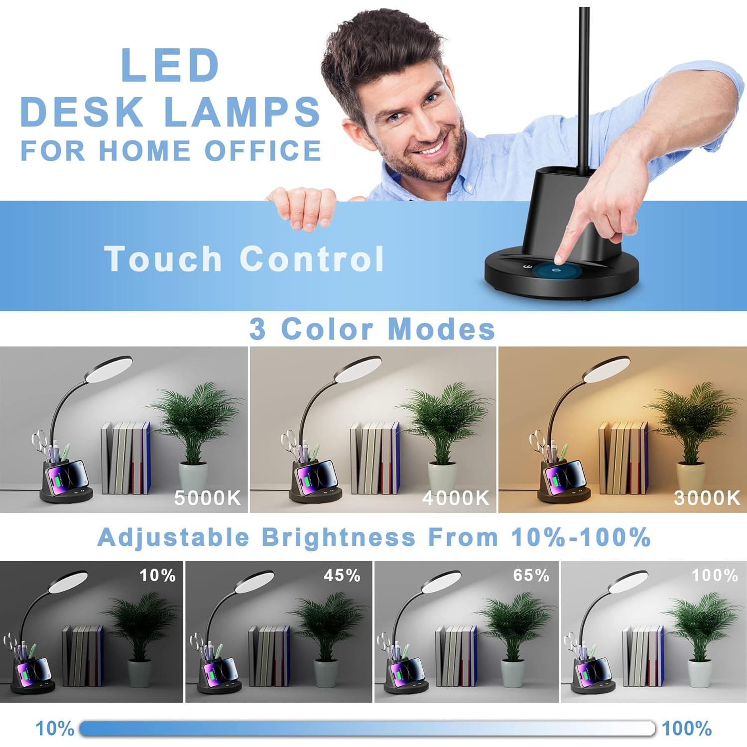 Lámpara de Escritorio Sailstar LED con Cargador Inalámbrico 800 Lúmenes