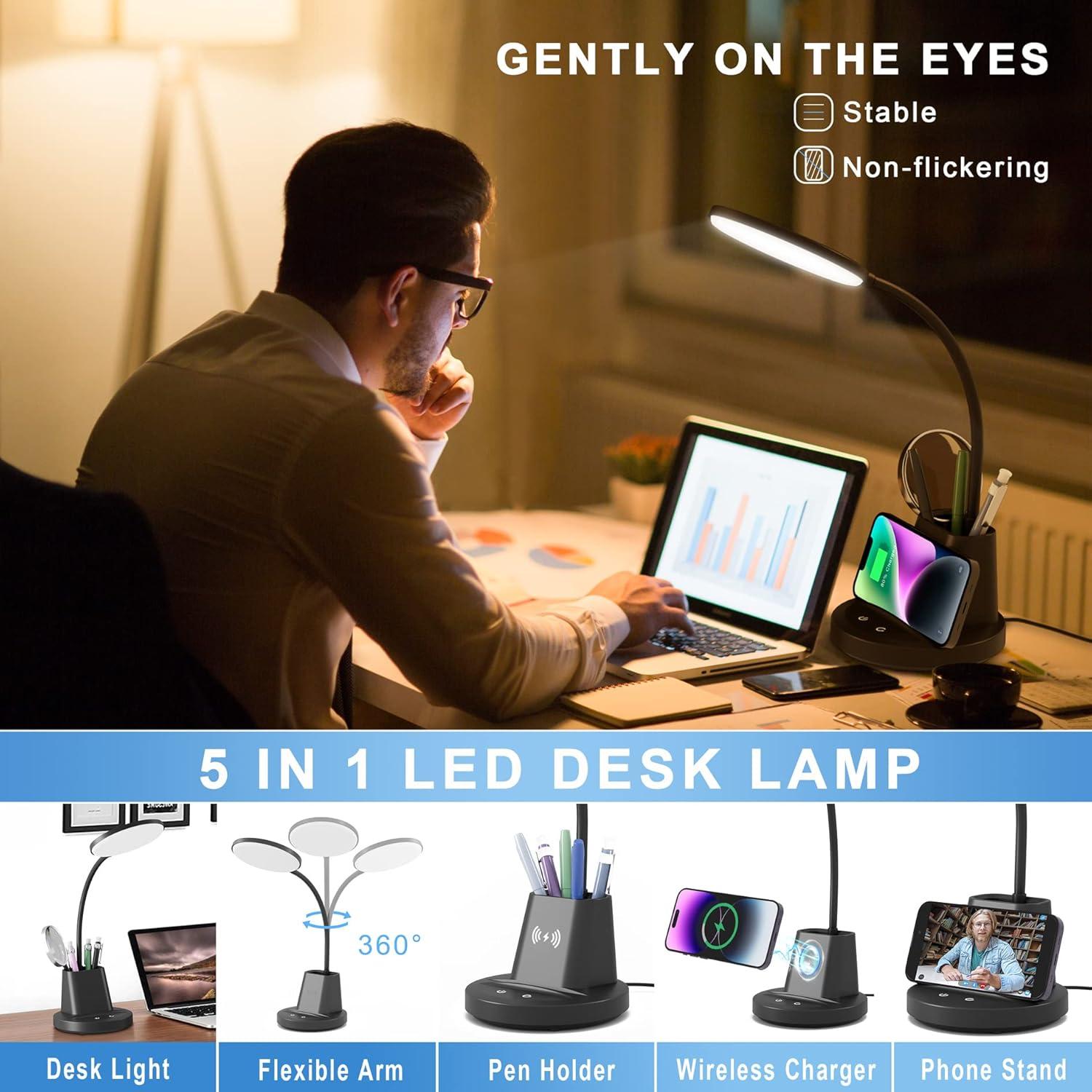 Lámpara de Escritorio Sailstar LED con Cargador Inalámbrico 800 Lúmenes