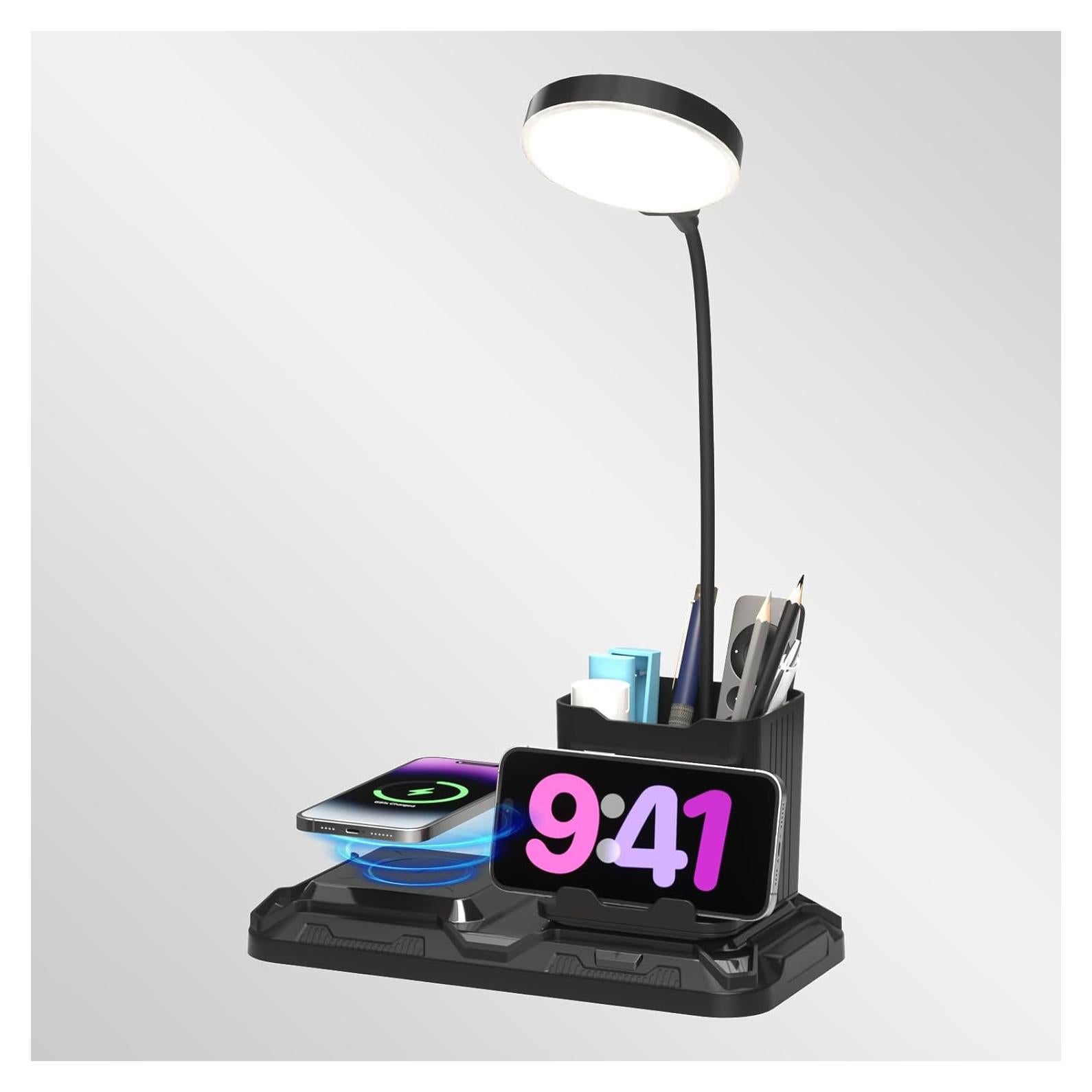 Lámpara de Escritorio KDD 4 en 1 con Cargador Inalámbrico LED