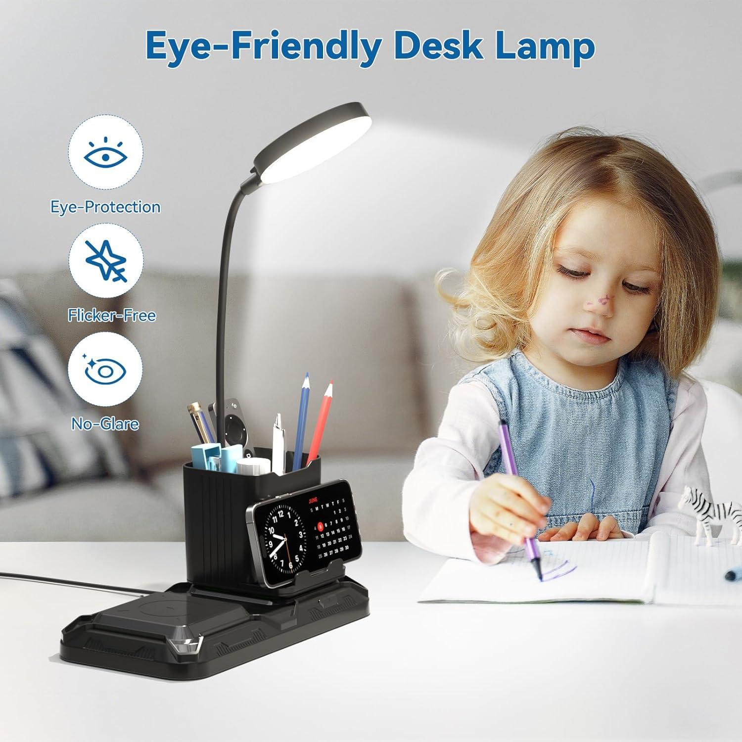 Lámpara de Escritorio KDD 4 en 1 con Cargador Inalámbrico LED