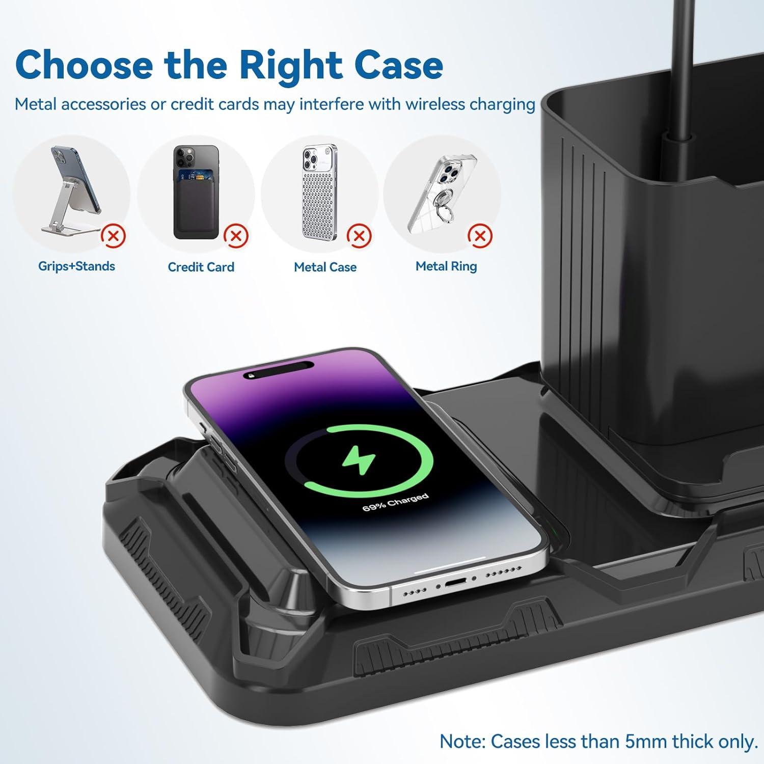 Lámpara de Escritorio KDD 4 en 1 con Cargador Inalámbrico LED