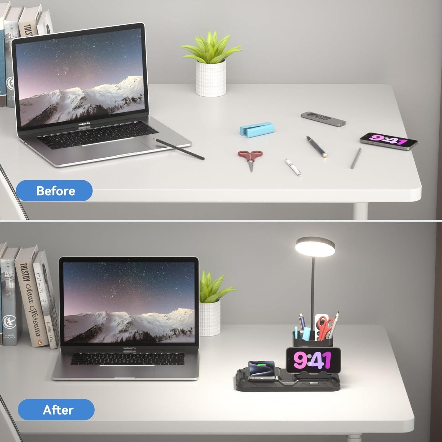 Lámpara de Escritorio KDD 4 en 1 con Cargador Inalámbrico LED