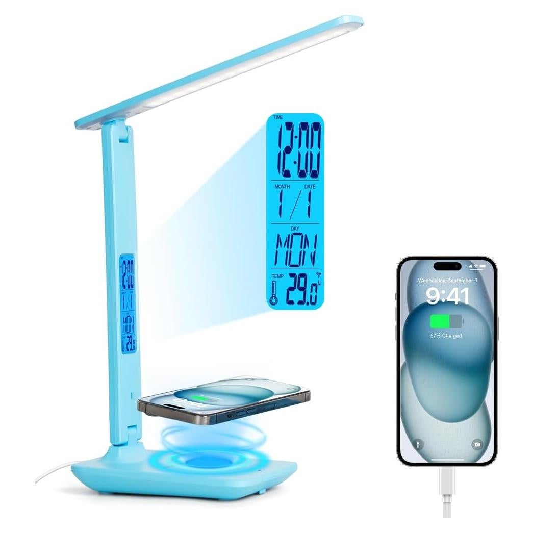 Lámpara de Escritorio LED Wanjiaone TX26 con Cargador Inalámbrico