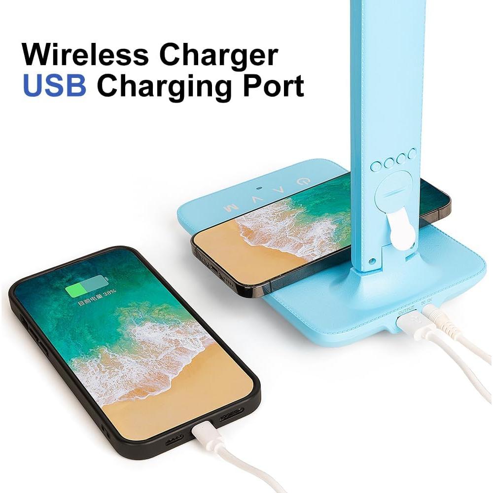 Lámpara de Escritorio LED Wanjiaone TX26 con Cargador Inalámbrico