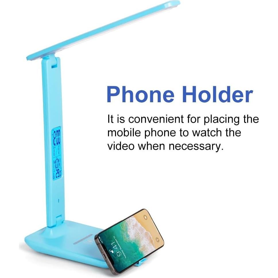 Lámpara de Escritorio LED Wanjiaone TX26 con Cargador Inalámbrico