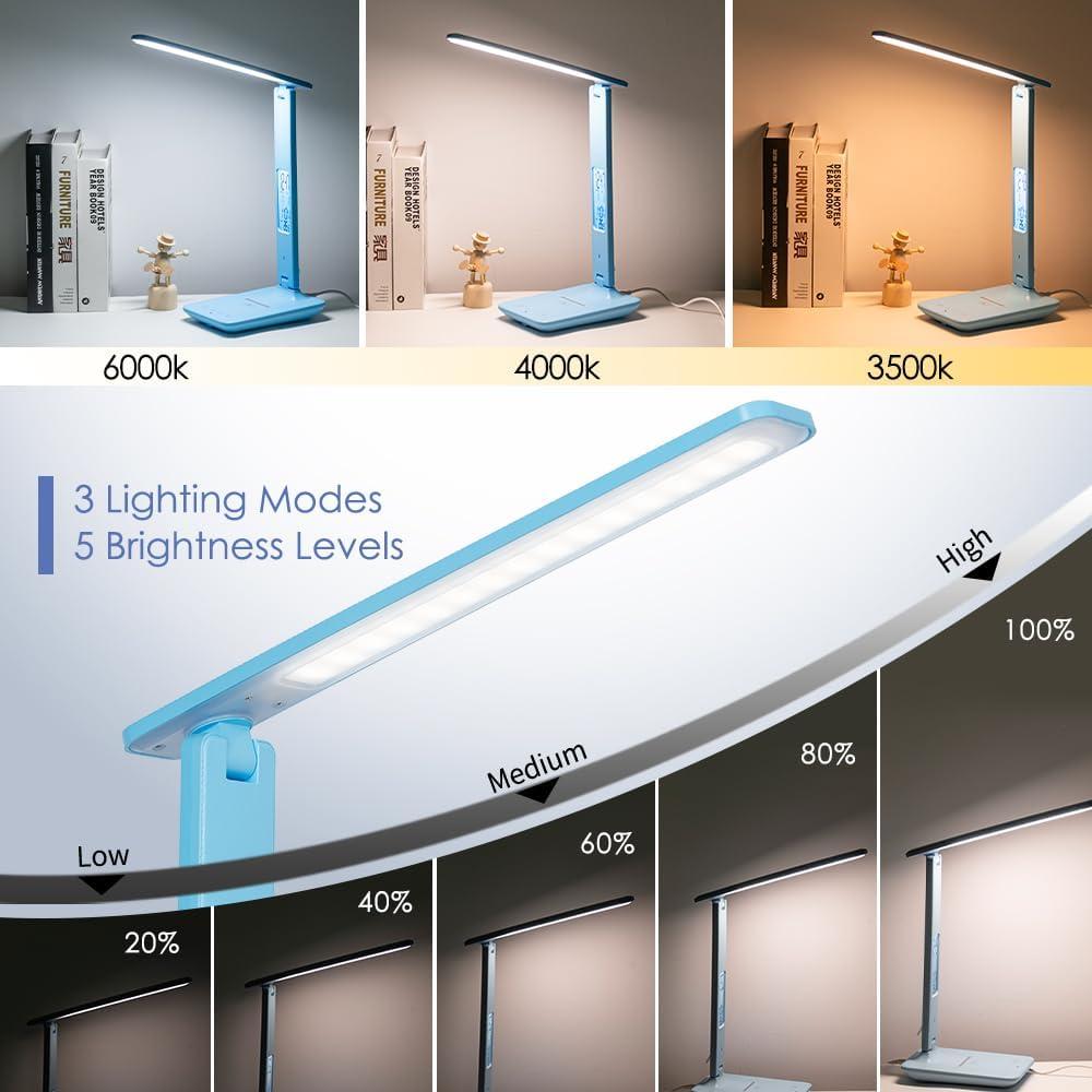 Lámpara de Escritorio LED Wanjiaone TX26 con Cargador Inalámbrico