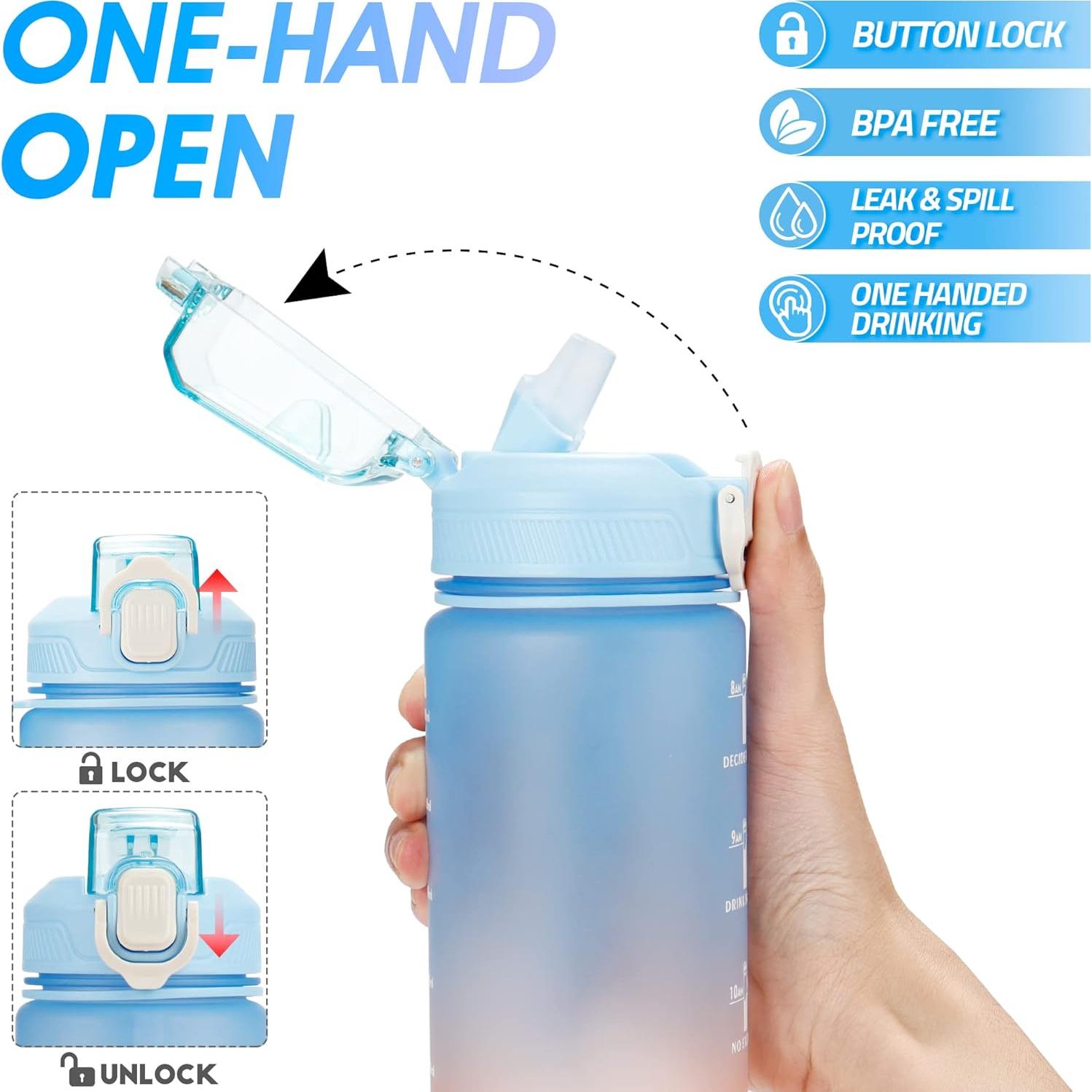 Botella de Agua Motivacional 32oz YC Kitchen - A Prueba de Fugas