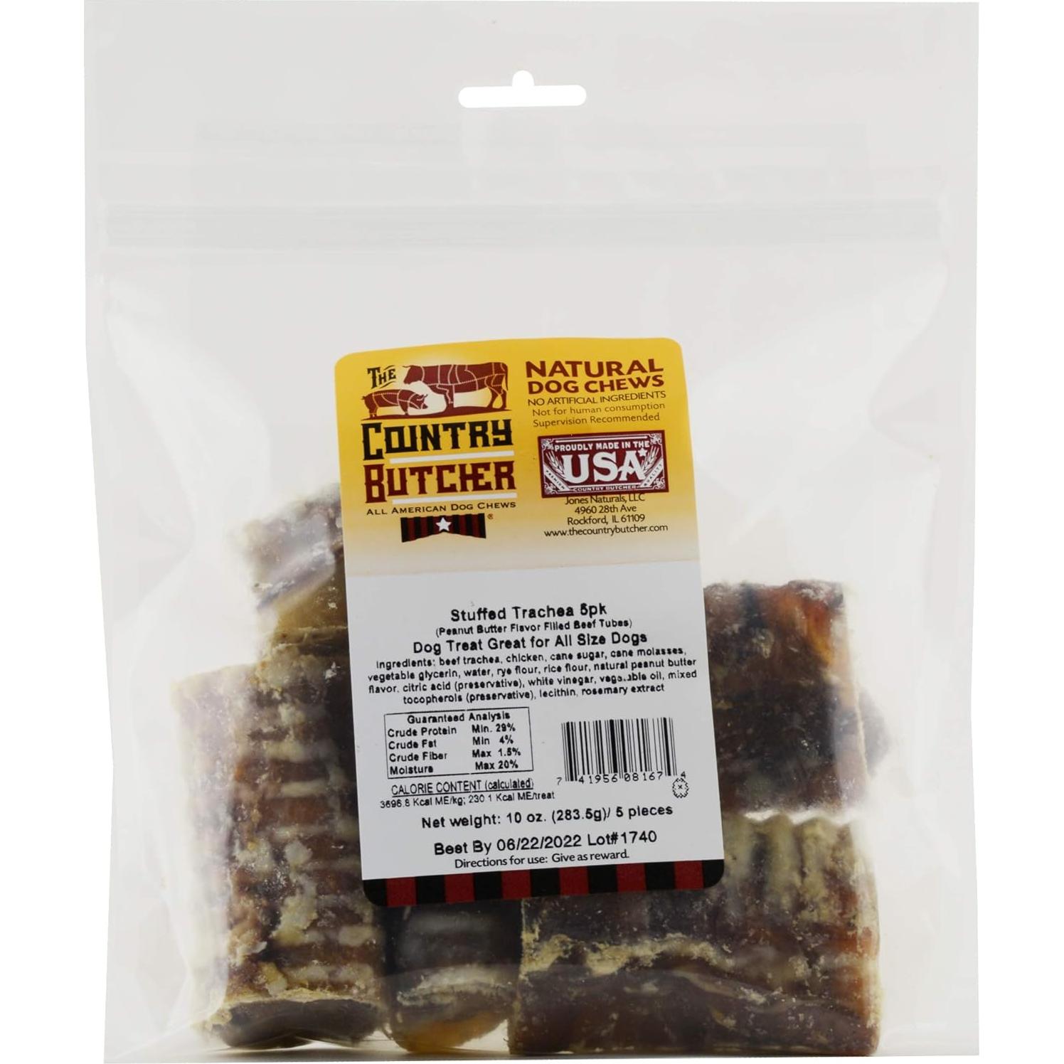 Masticables de Tráquea de Res Rellenos The Country Butcher 5 Unidades