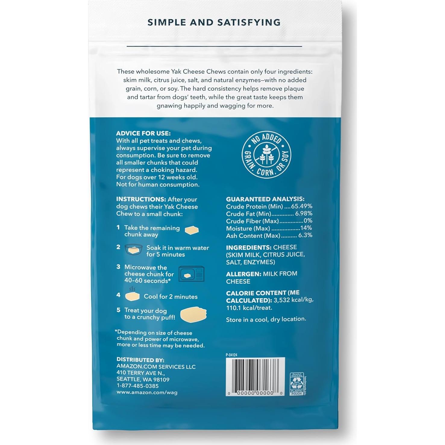 Chews de Queso de Yak Amazon para Perros Pequeños 100% Natural