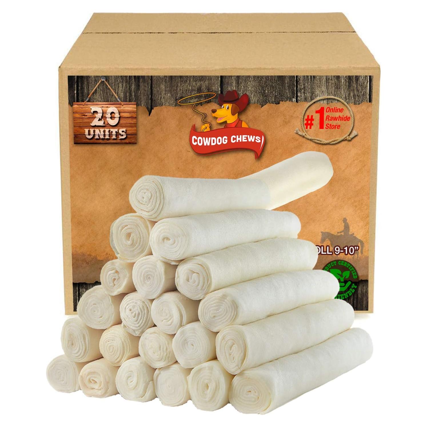 Rollos de piel de res para perros Cowdog Chews 20 paquetes 1.81 kg
