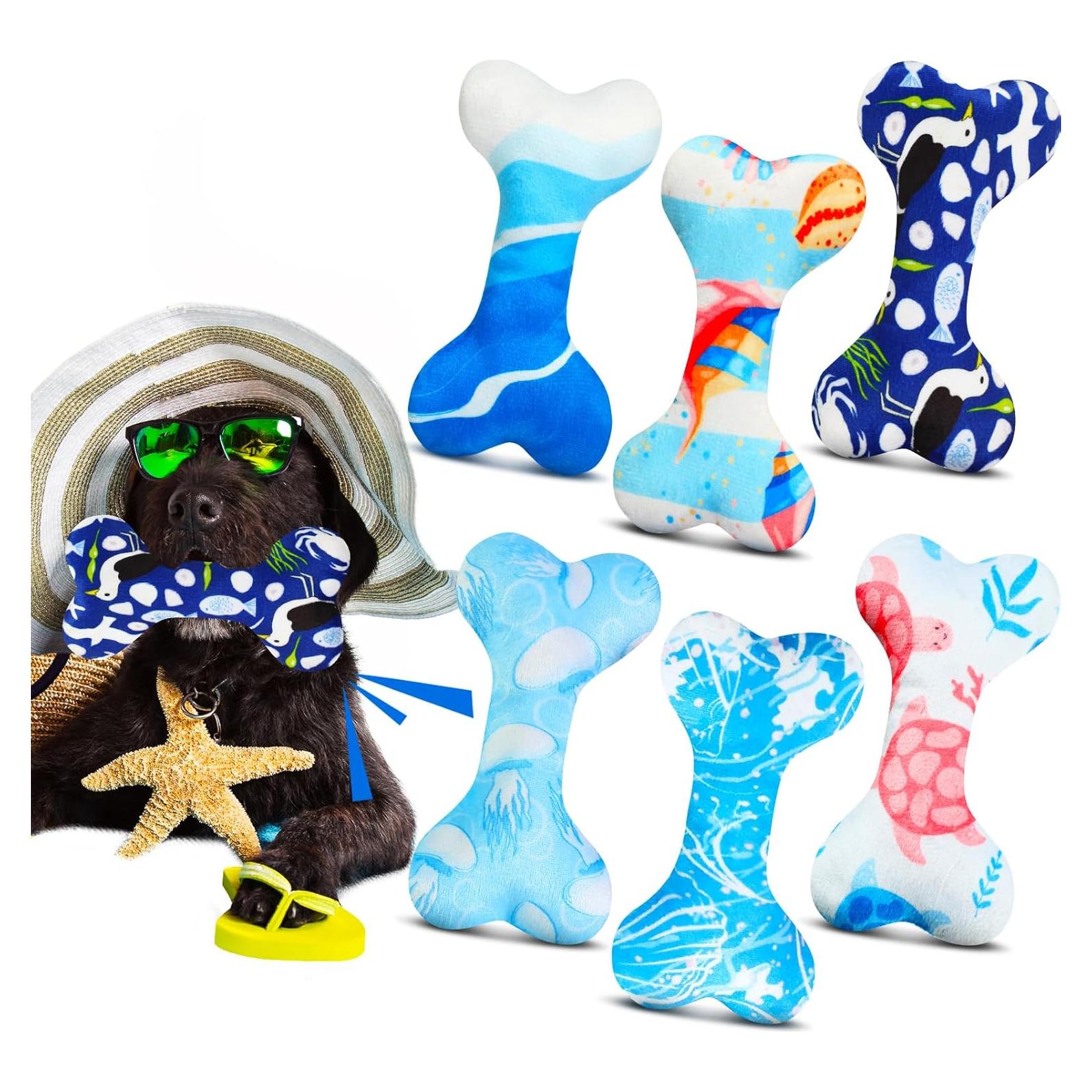 6 Juguetes de Peluche para Perros Suilung Temática Playa 15x10cm