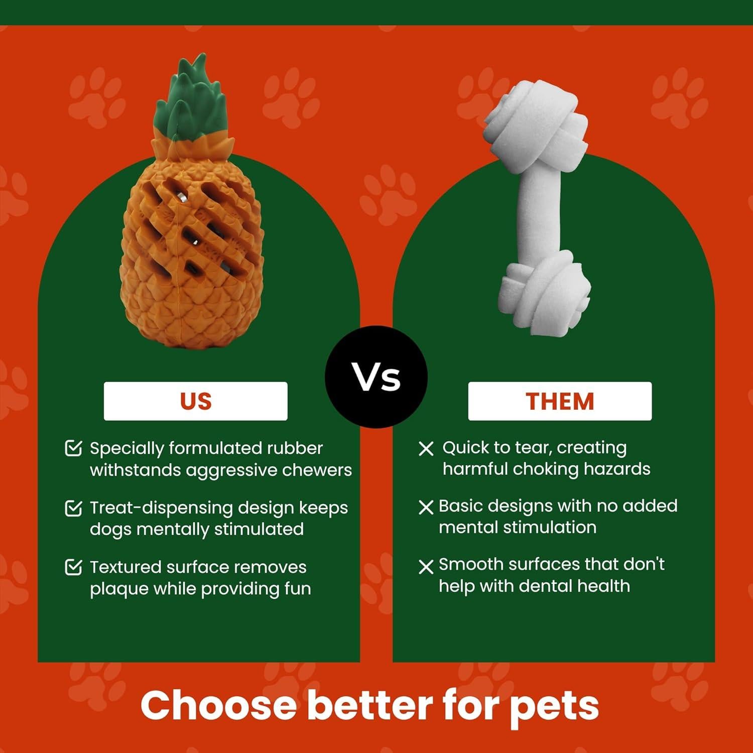 Juguete de Masticar Indestructible GadgetPawsUSA Piña 16.5cm