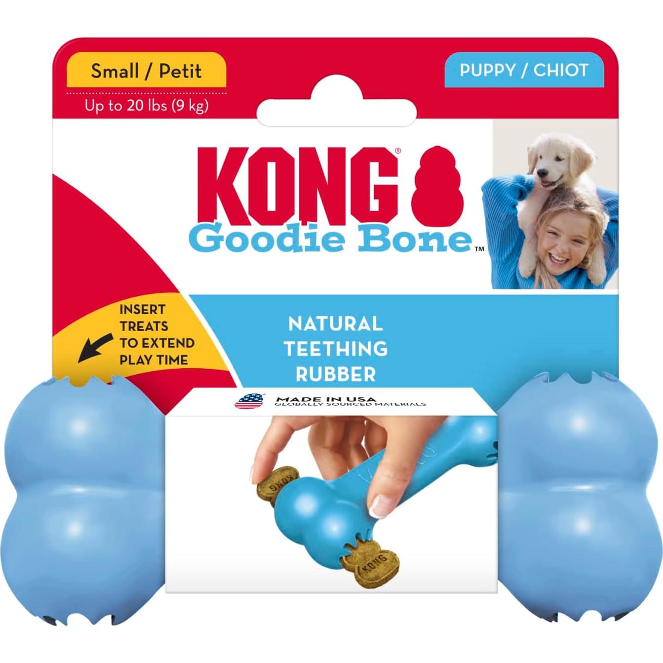 KONG Hueso Rellenable para Cachorros Pequeños - Juguete Masticable de Caucho Natural