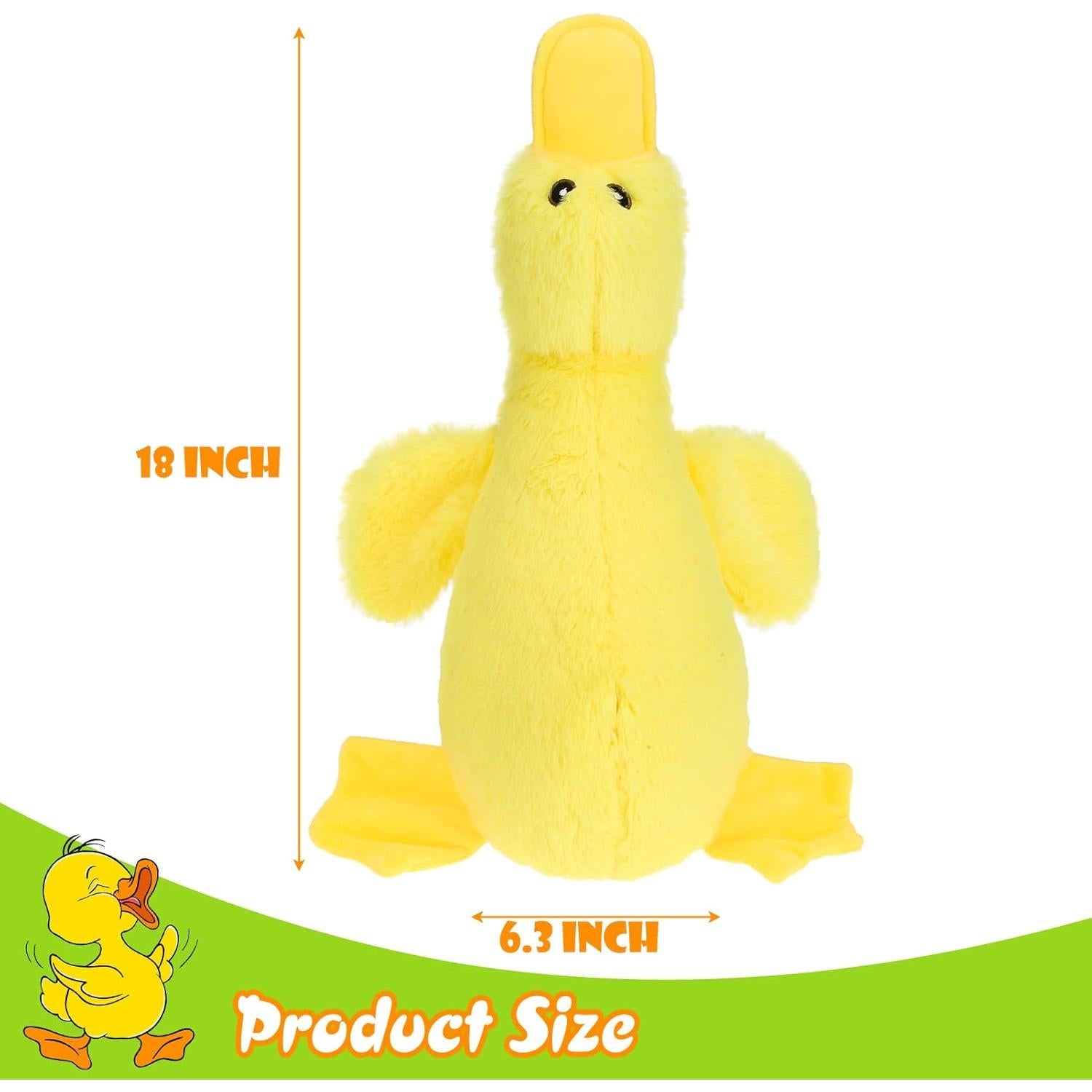 Juguete de Perro de Peluche Squeaky Pato EXPAWLORER Amarillo Grande