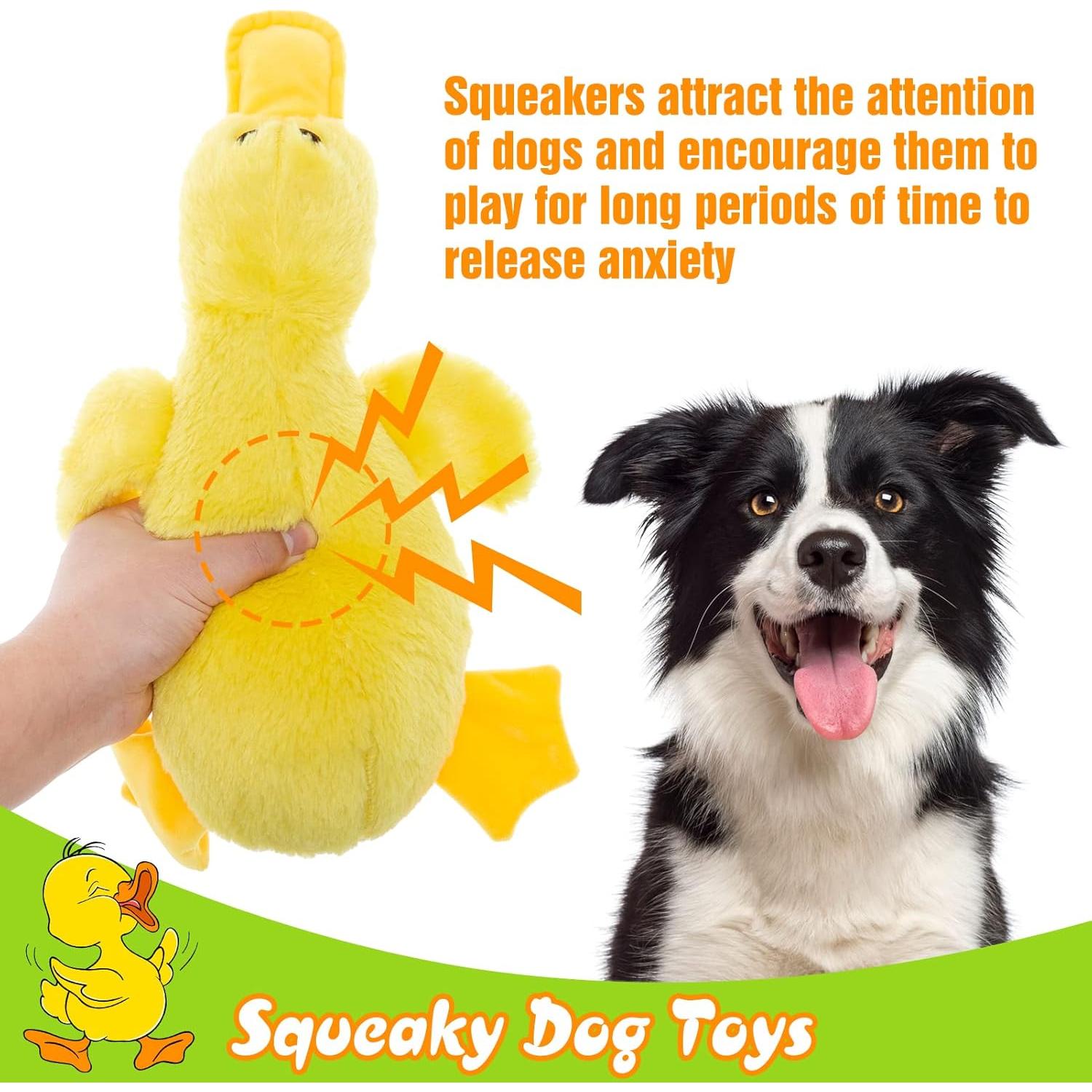 Juguete de Perro de Peluche Squeaky Pato EXPAWLORER Amarillo Grande