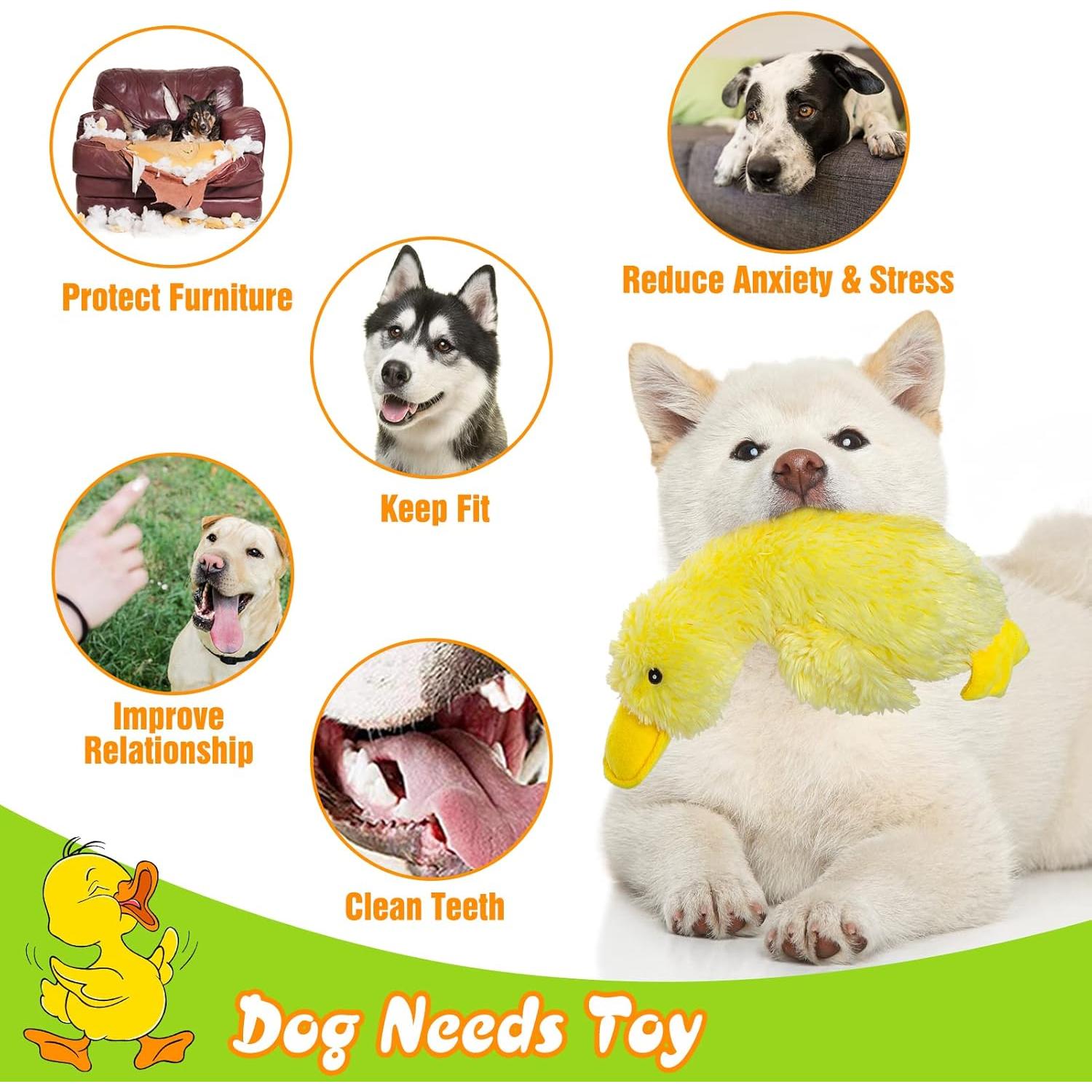Juguete de Perro de Peluche Squeaky Pato EXPAWLORER Amarillo Grande