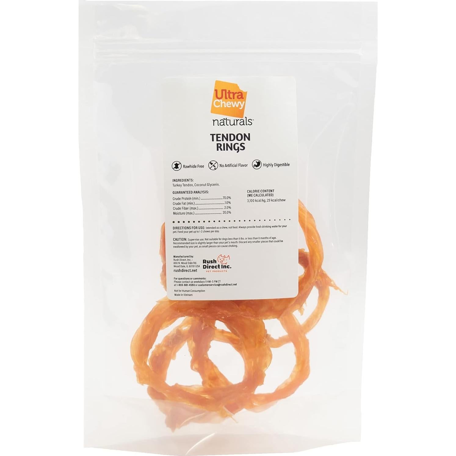 Anillos de Tendón de Pavo Ultra Chewy - Hipoalergénicos 28g