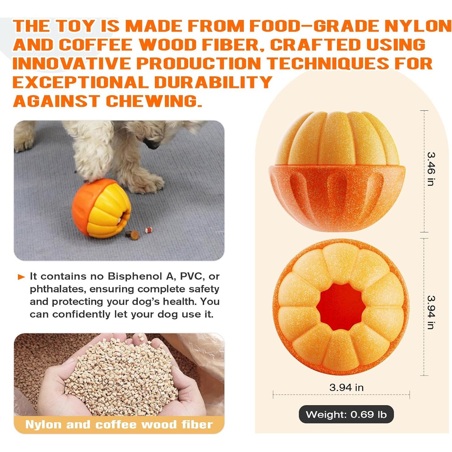 Juguete Interactivo para Perros PBFENG Calabaza Rellenable 10cm