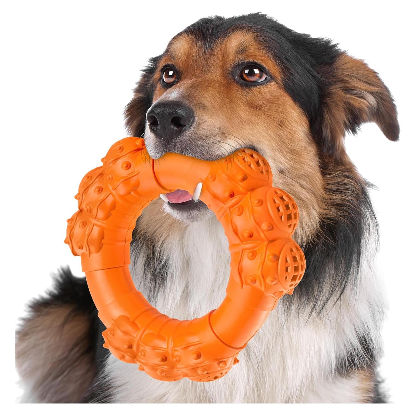 Juguete Indestructible para Perros Grandes DAOZIJI - Anillo Masticable Naranja