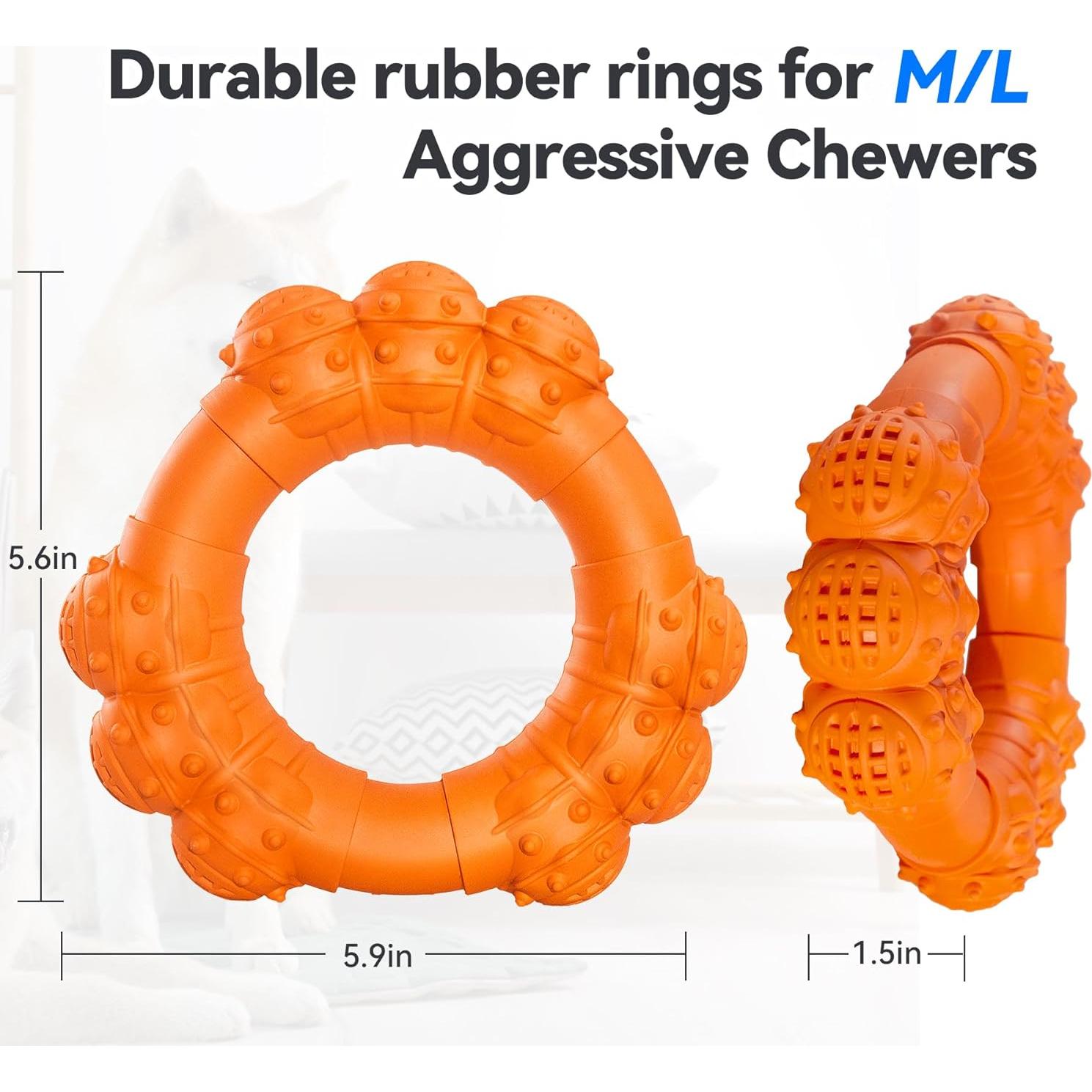 Juguete Indestructible para Perros Grandes DAOZIJI - Anillo Masticable Naranja