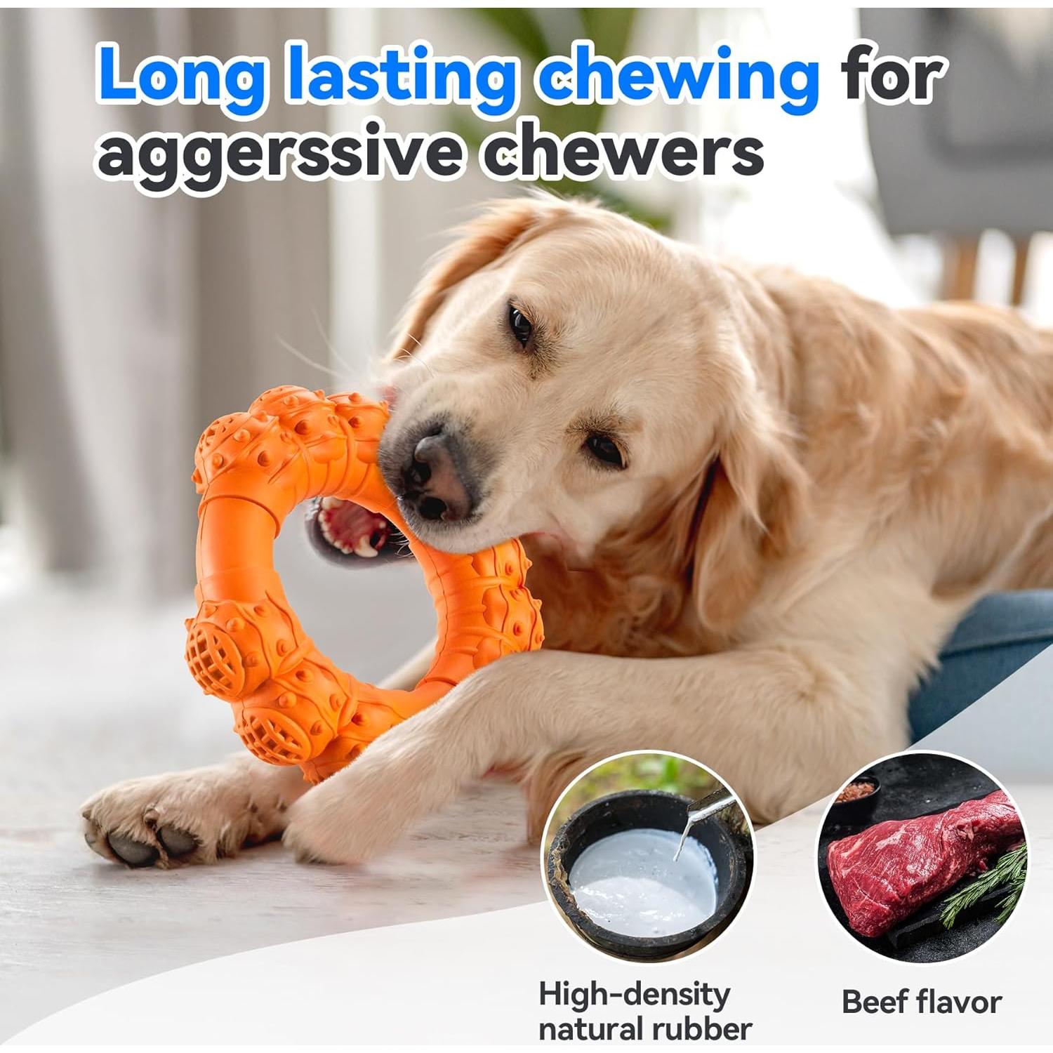Juguete Indestructible para Perros Grandes DAOZIJI - Anillo Masticable Naranja