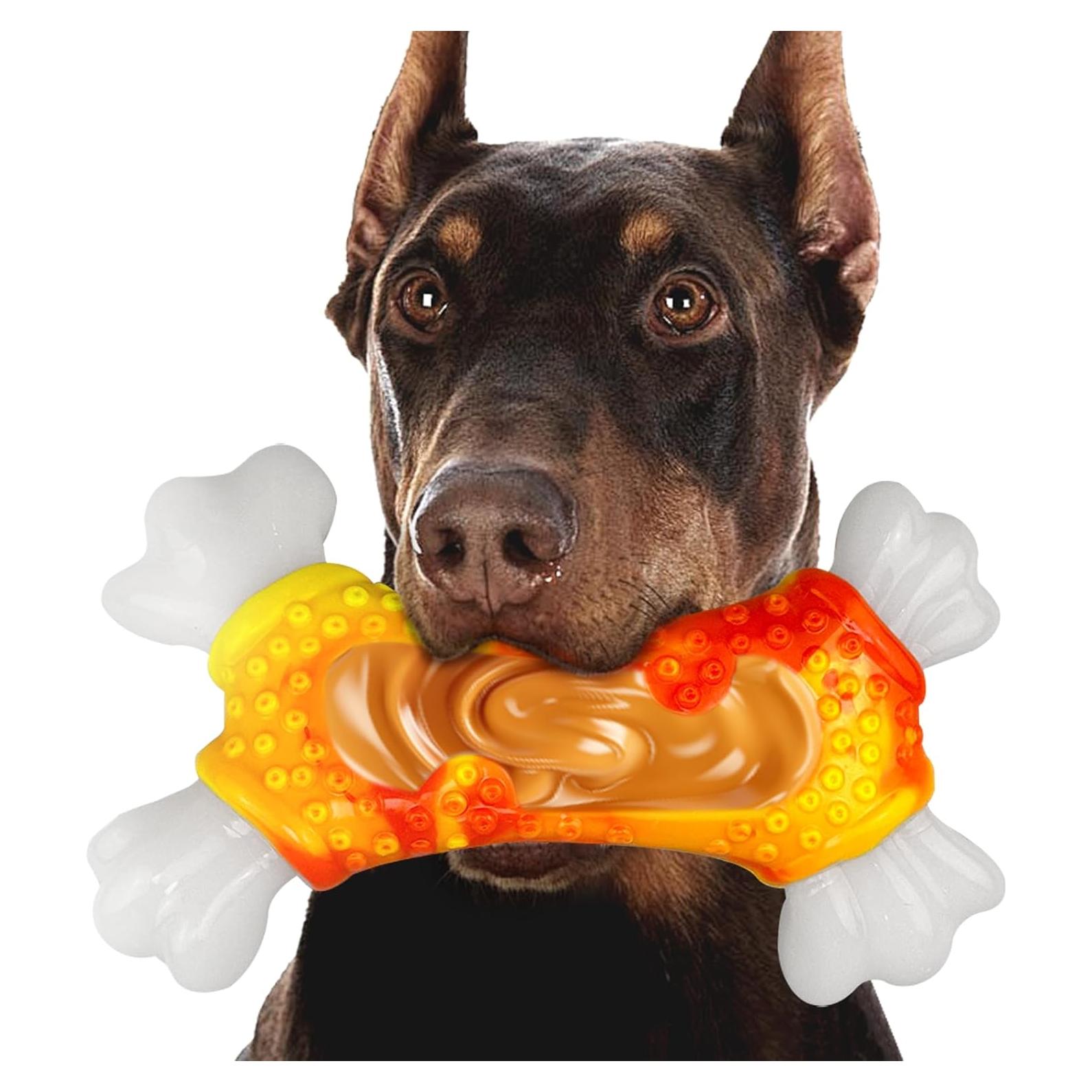 Juguete Indestructible para Perros Hanarook Hueso Naranja 19cm