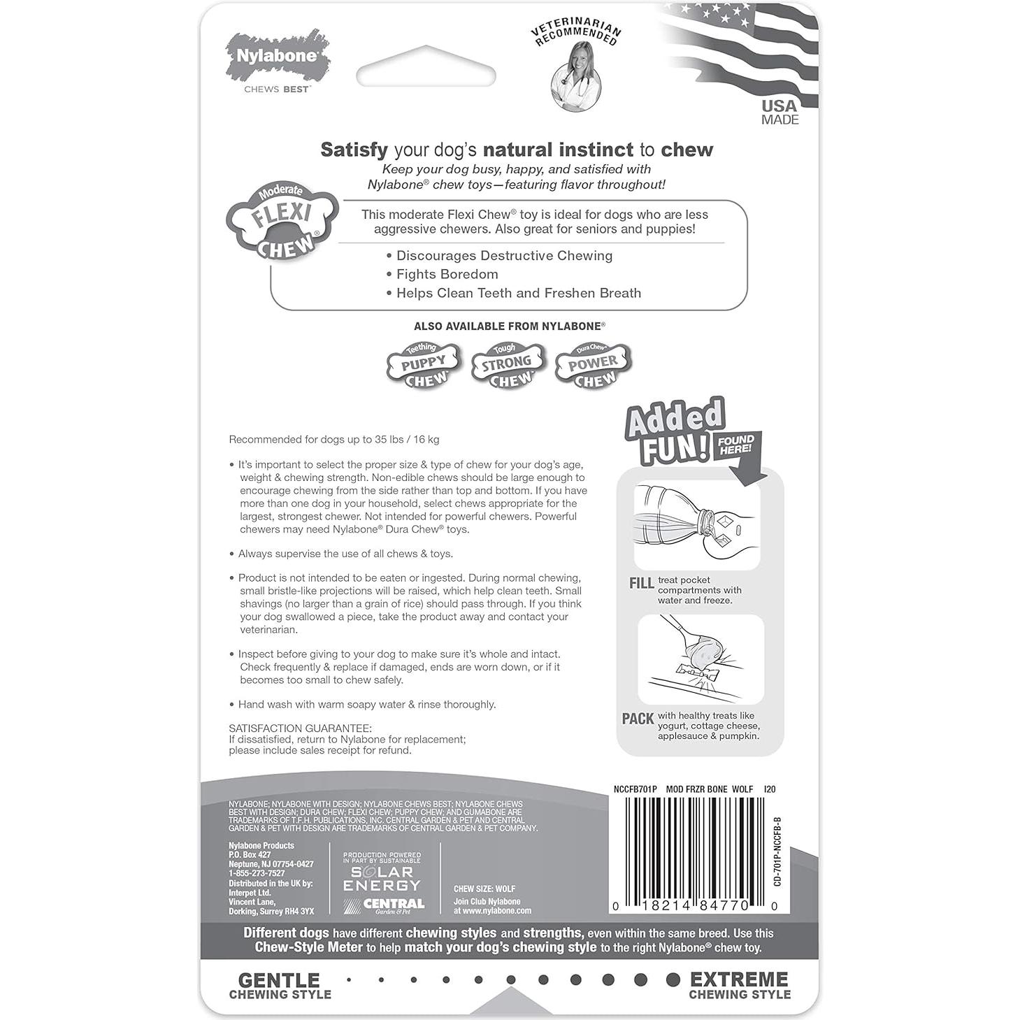 Juguete Flexi Chew Nylabone para Perros Mediano Sabor Pollo