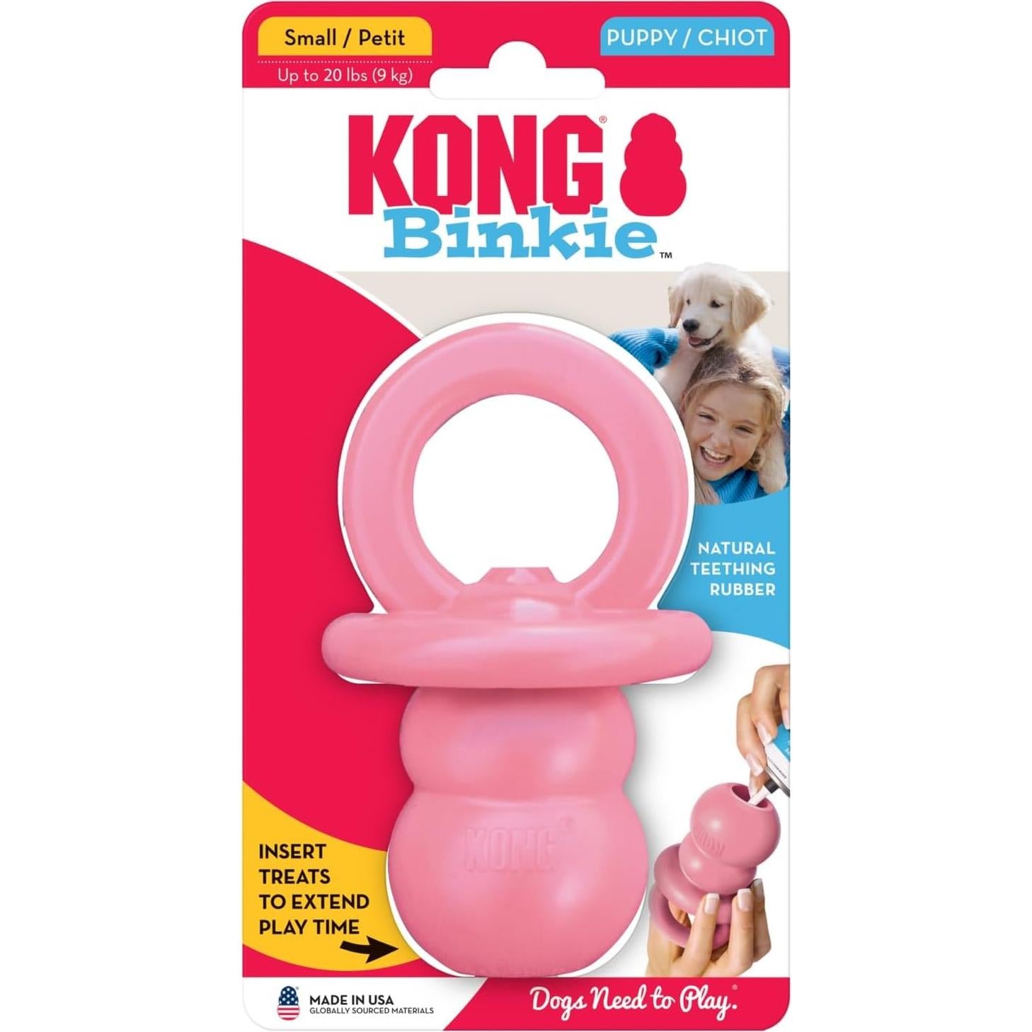 KONG Binkie Juguete para Cachorros Pequeños Rosa 18.9x9.8cm