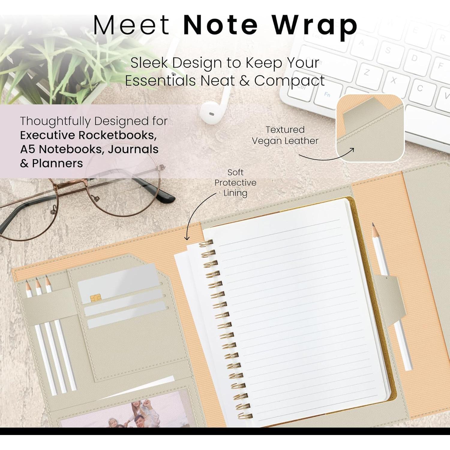 Cubierta Organizador A5 Note Wrap Beige Cuero Sintético