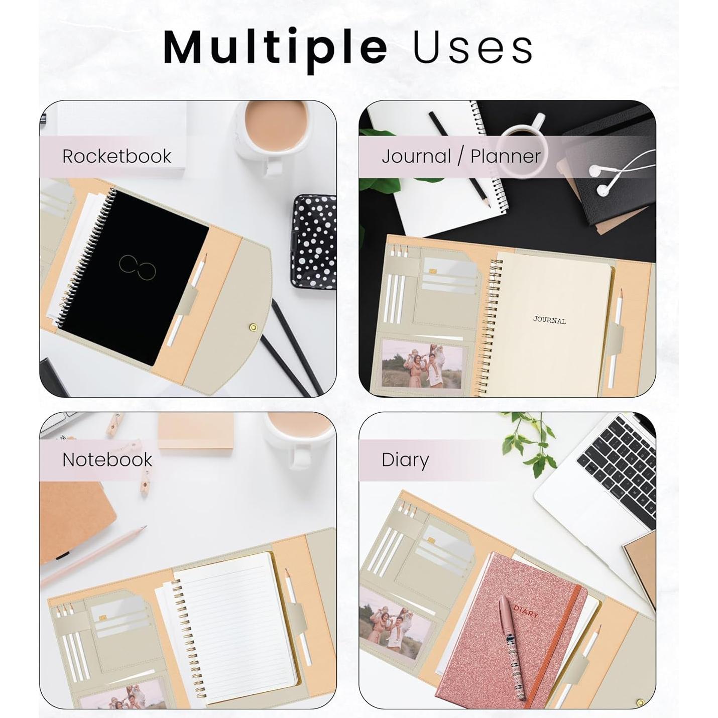 Cubierta Organizador A5 Note Wrap Beige Cuero Sintético