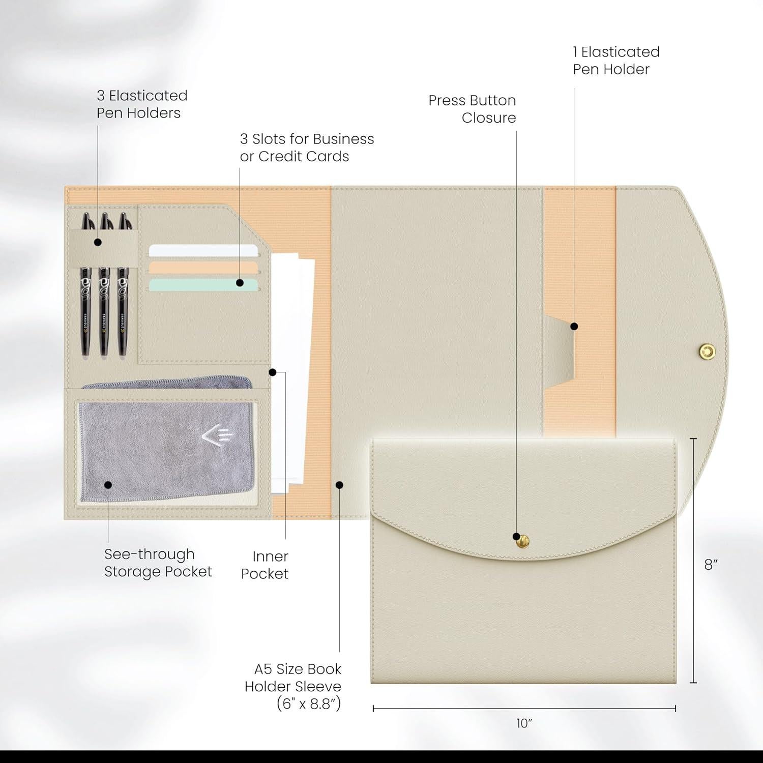 Cubierta Organizador A5 Note Wrap Beige Cuero Sintético