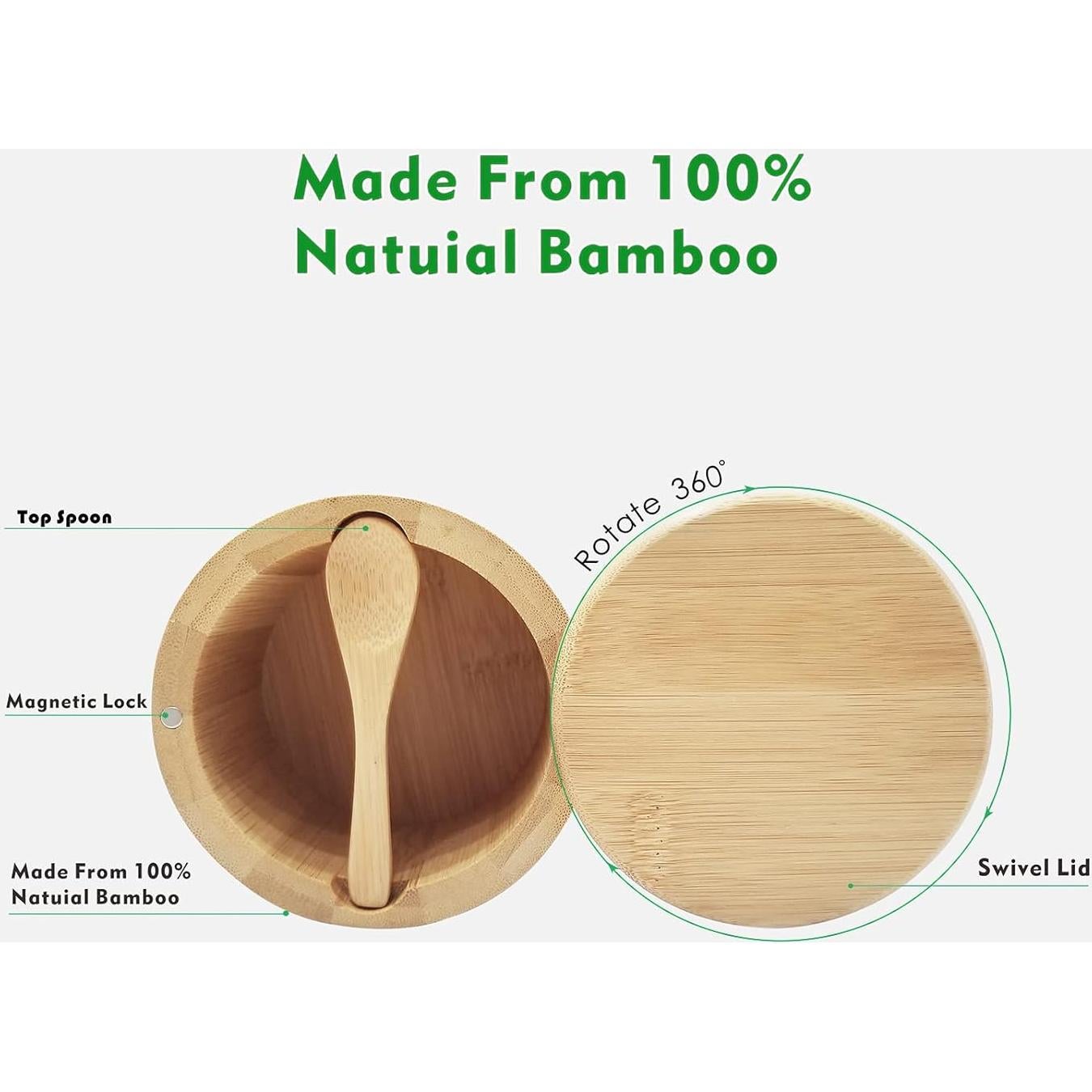 Caja de Sal y Pimienta de Bambú ThougrLyh 8 oz con Tapa Giratoria