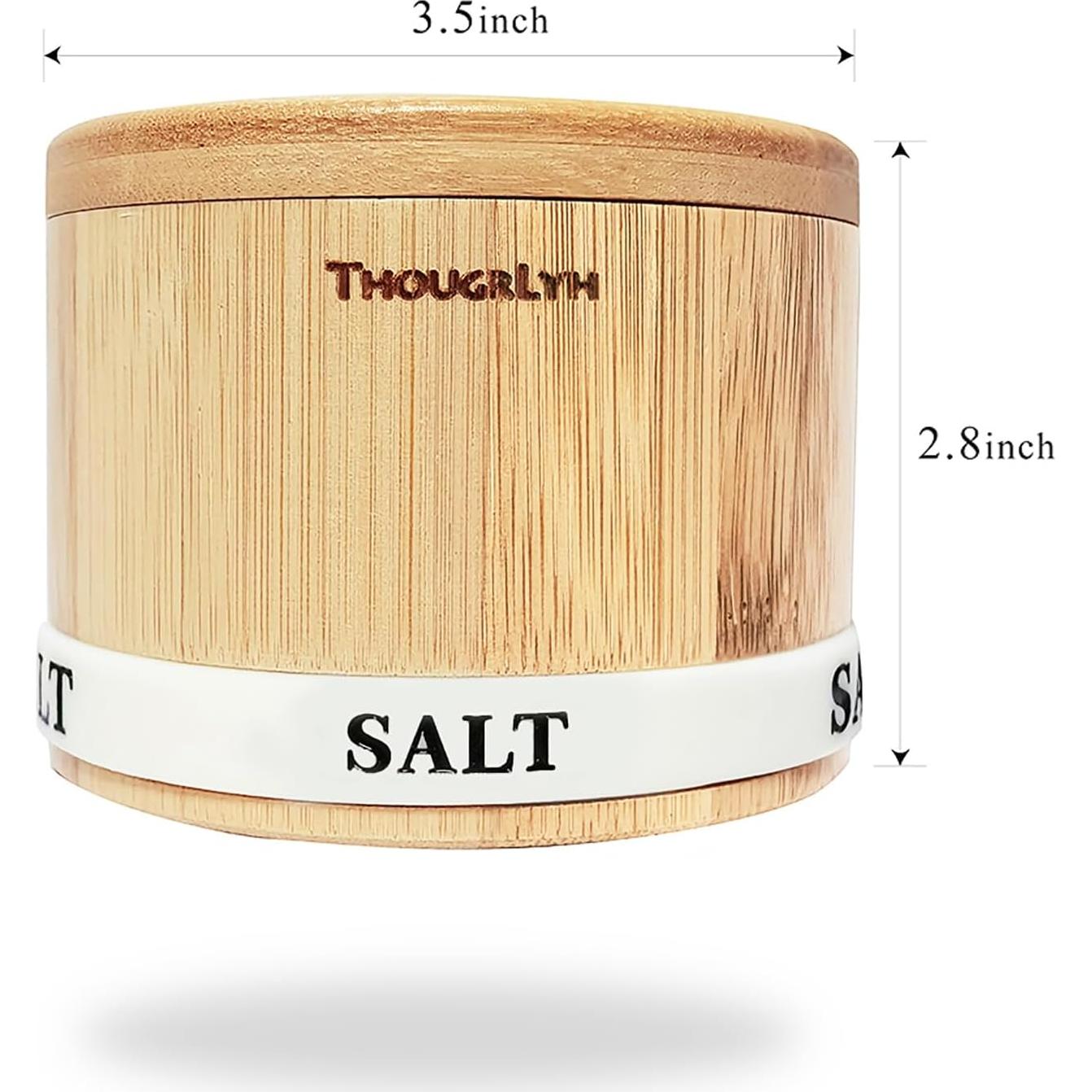 Caja de Sal y Pimienta de Bambú ThougrLyh 8 oz con Tapa Giratoria