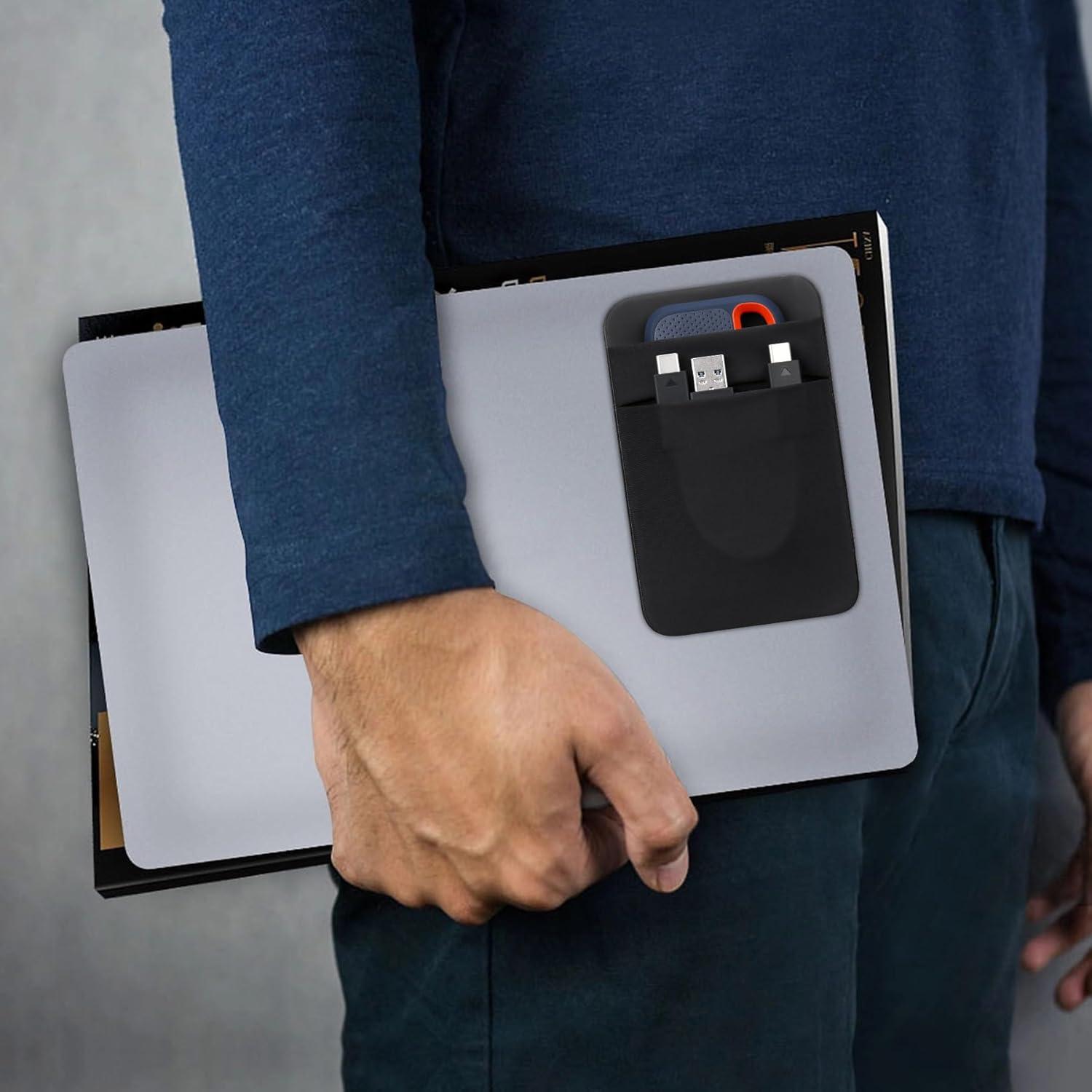 Funda Adhesiva para Disco Duro SSD Lacdo, 2 Bolsillos, Negro