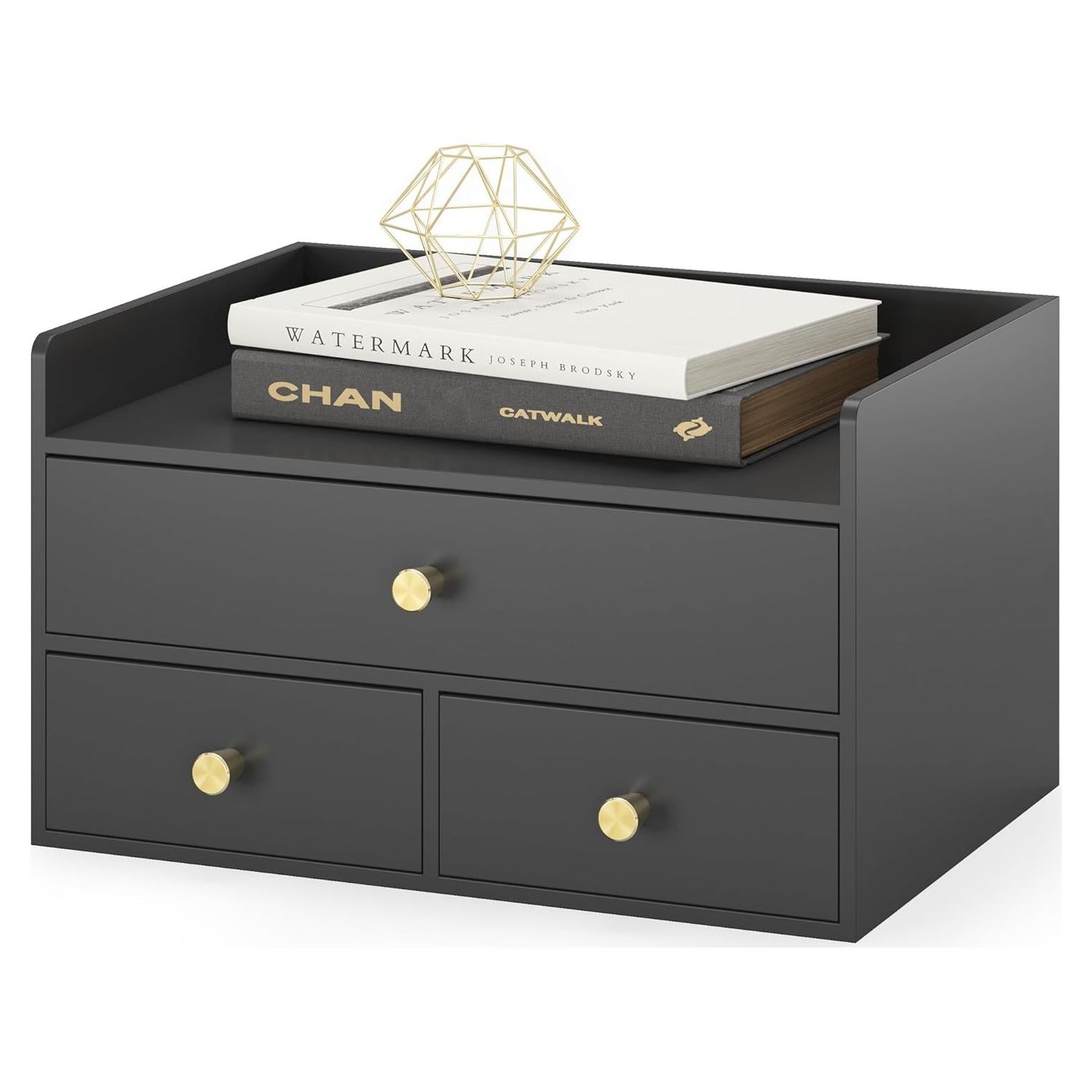 Organizador de Escritorio Wisuce de Bambú 3 Cajones Negro