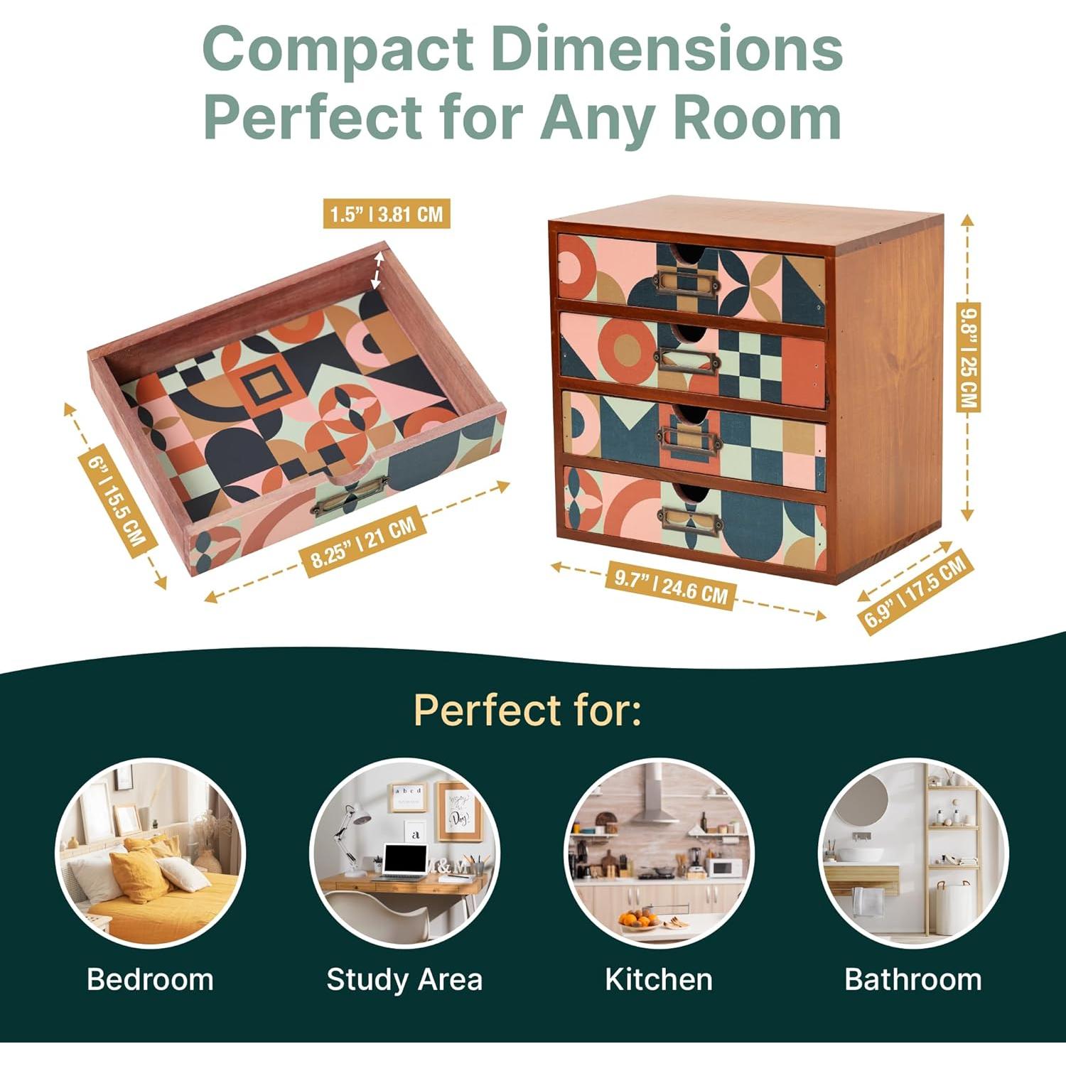 Organizador de Escritorio Woodaholic MCM con 4 Cajones - Madera