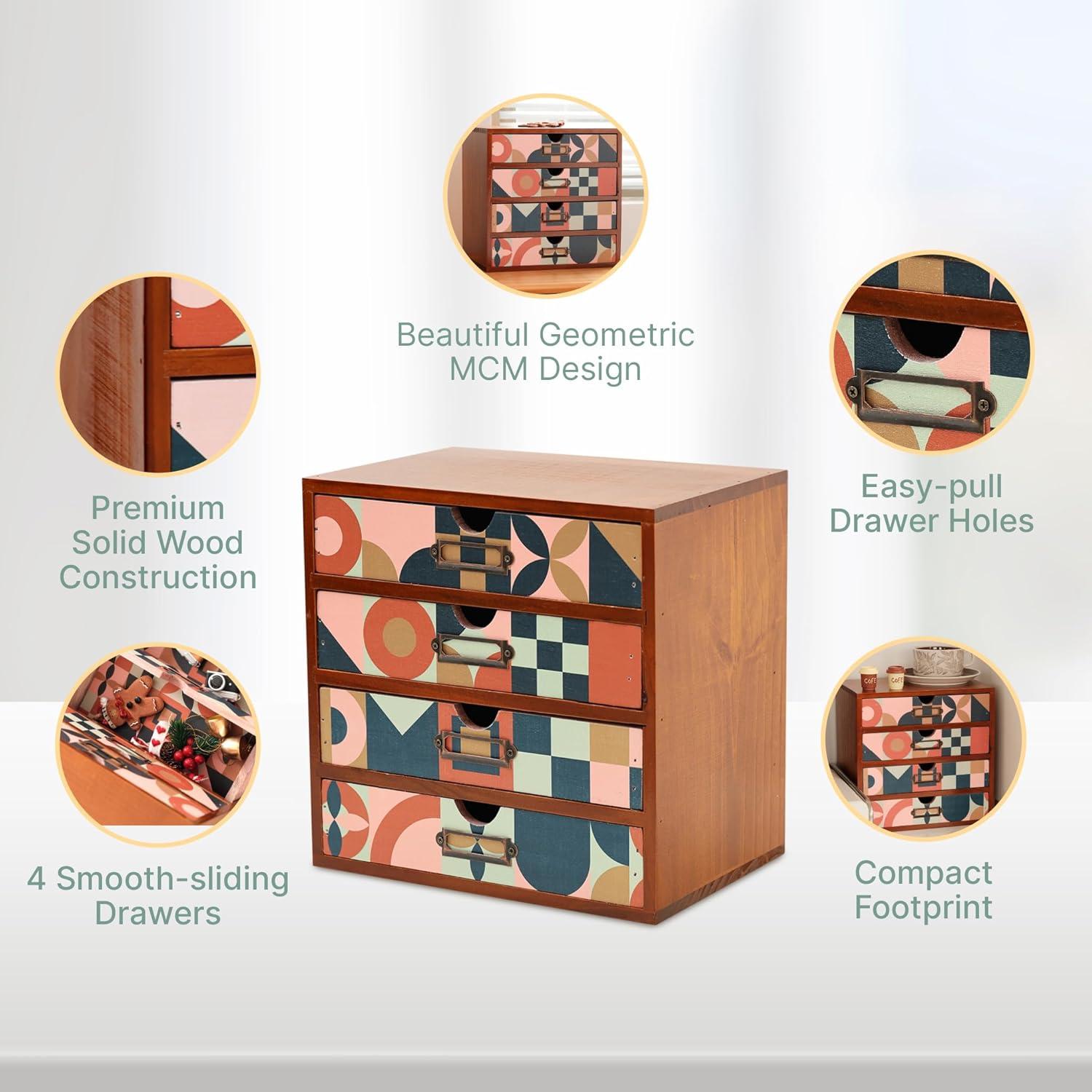 Organizador de Escritorio Woodaholic MCM con 4 Cajones - Madera