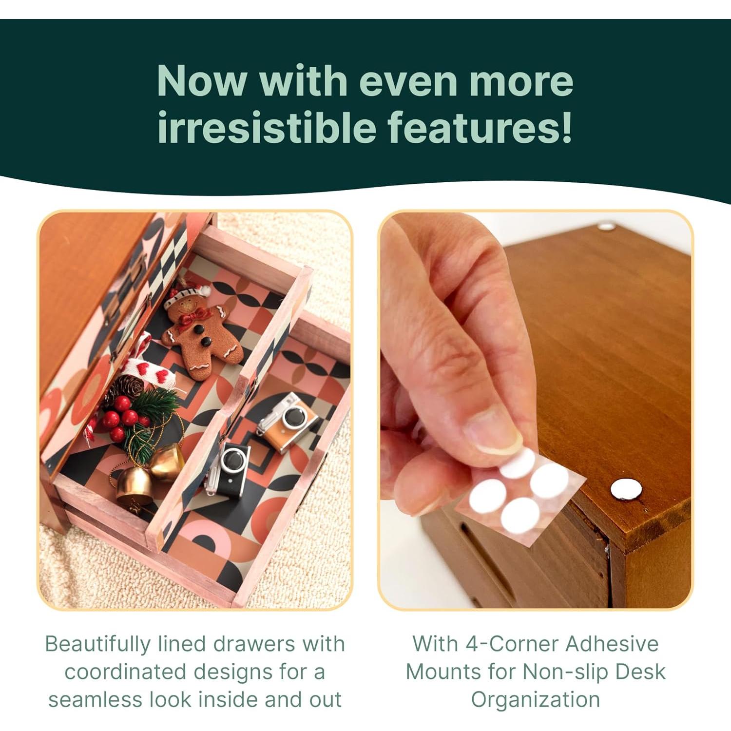 Organizador de Escritorio Woodaholic MCM con 4 Cajones - Madera