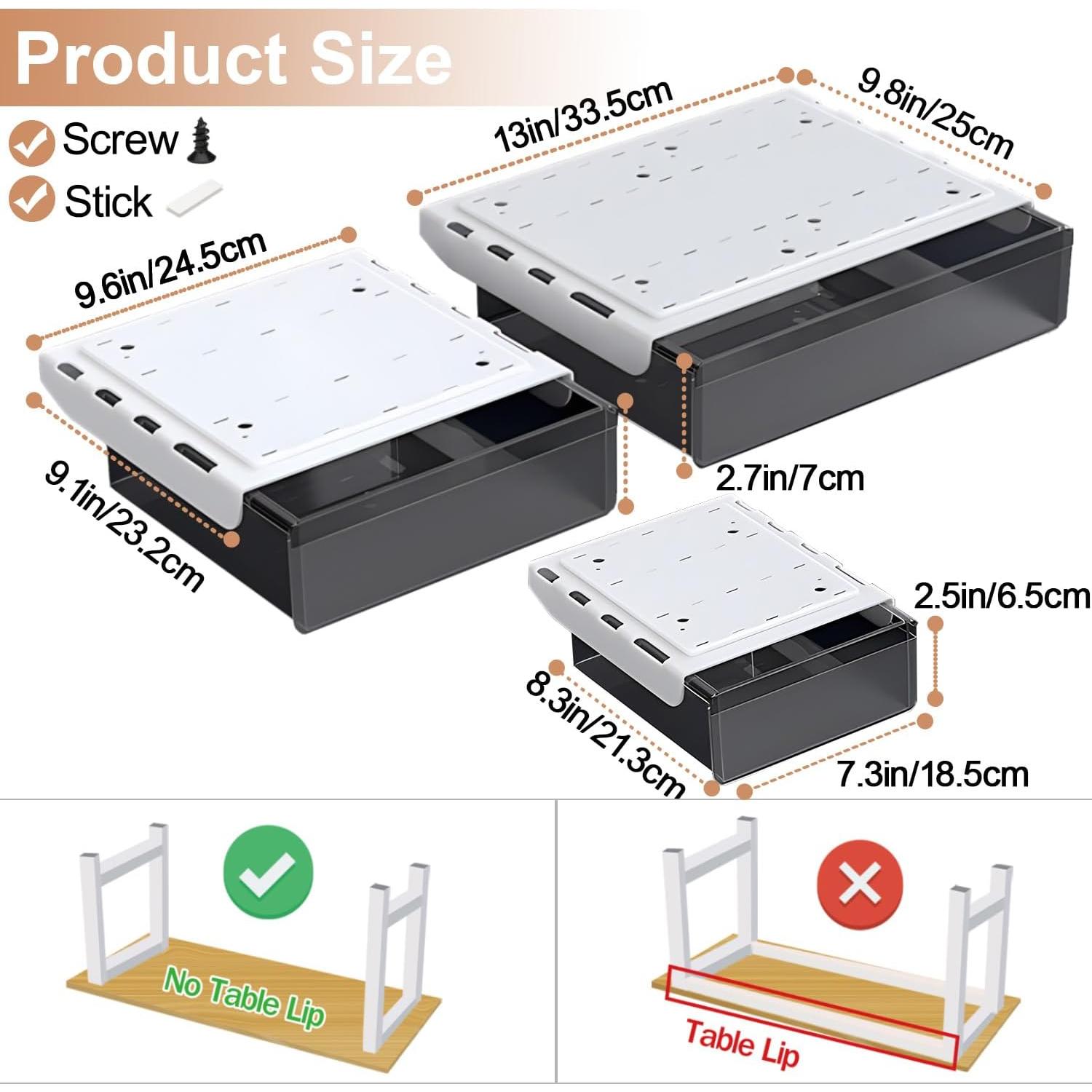 Organizador de Cajones Bajo Escritorio SVNNELP - 3 Tamaños