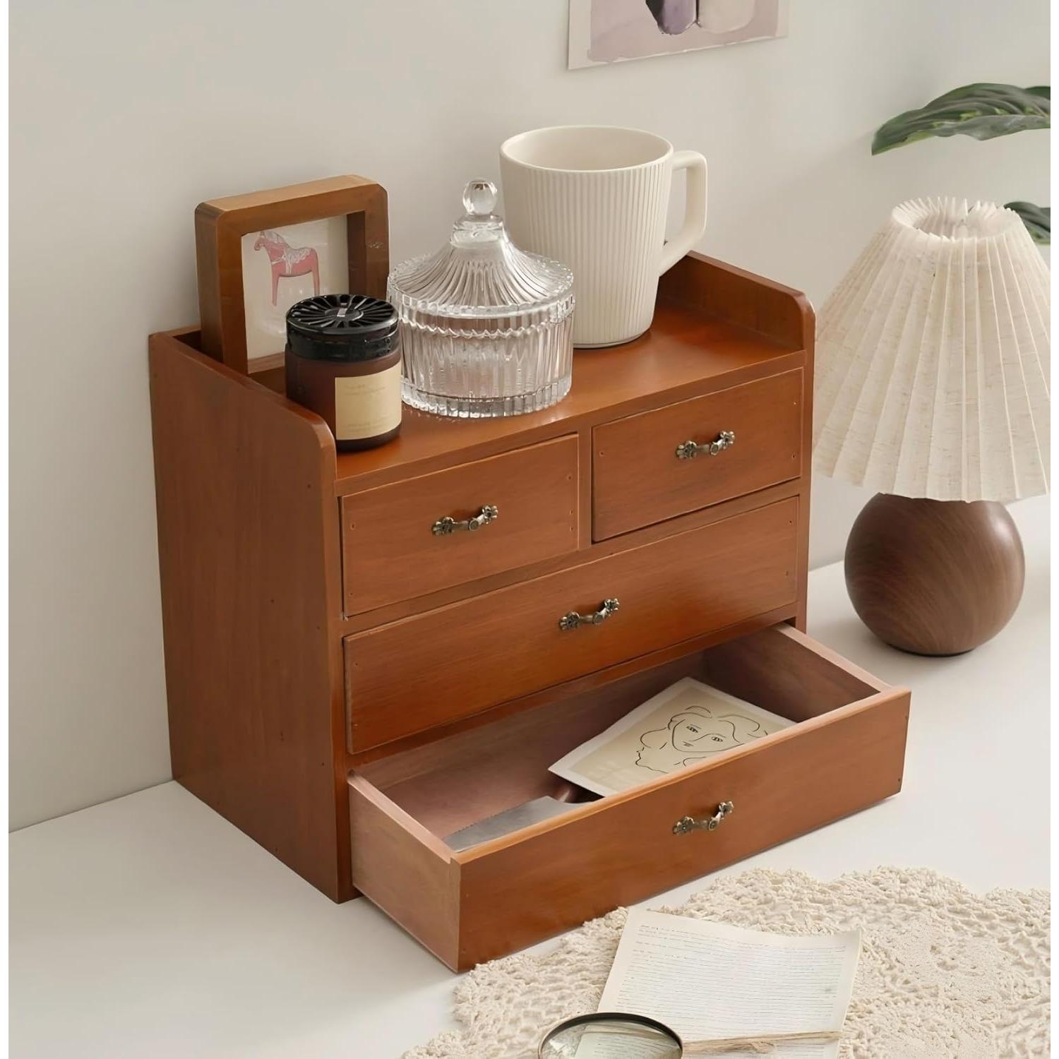 Organizador de Escritorio de Madera Xiaoyez con 4 Cajones