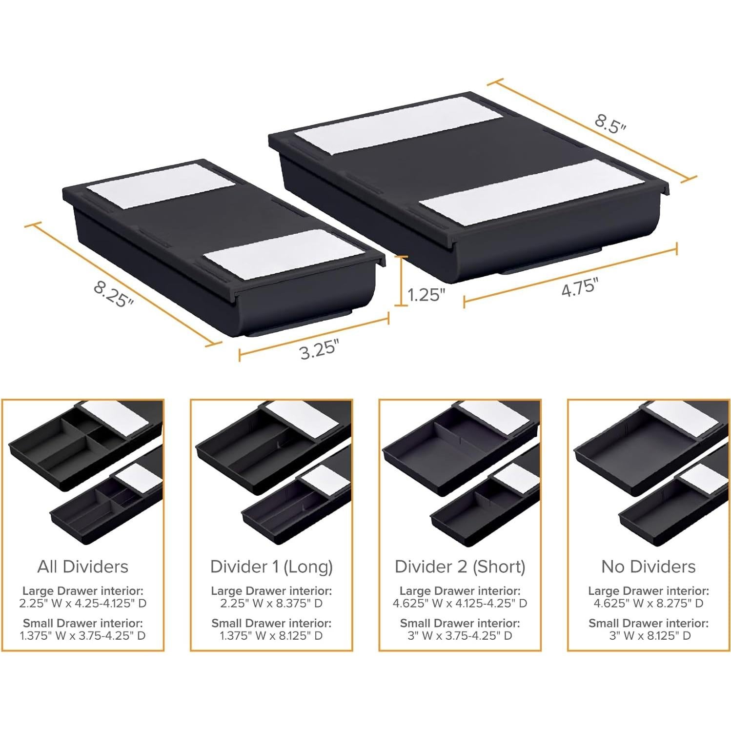 Organizador de Cajón Bajo Escritorio Bostitch Konnect - 2 Piezas