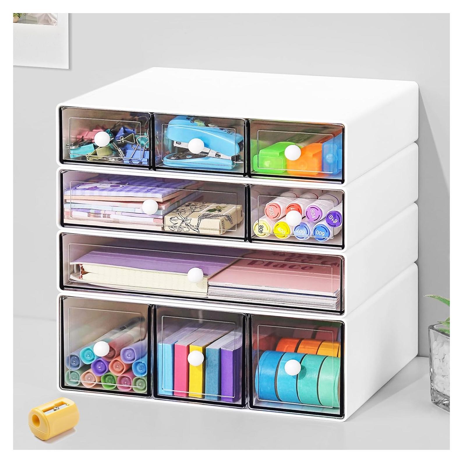 Organizador de Escritorio MYKASEN 9 Cajones Apilables Blanco