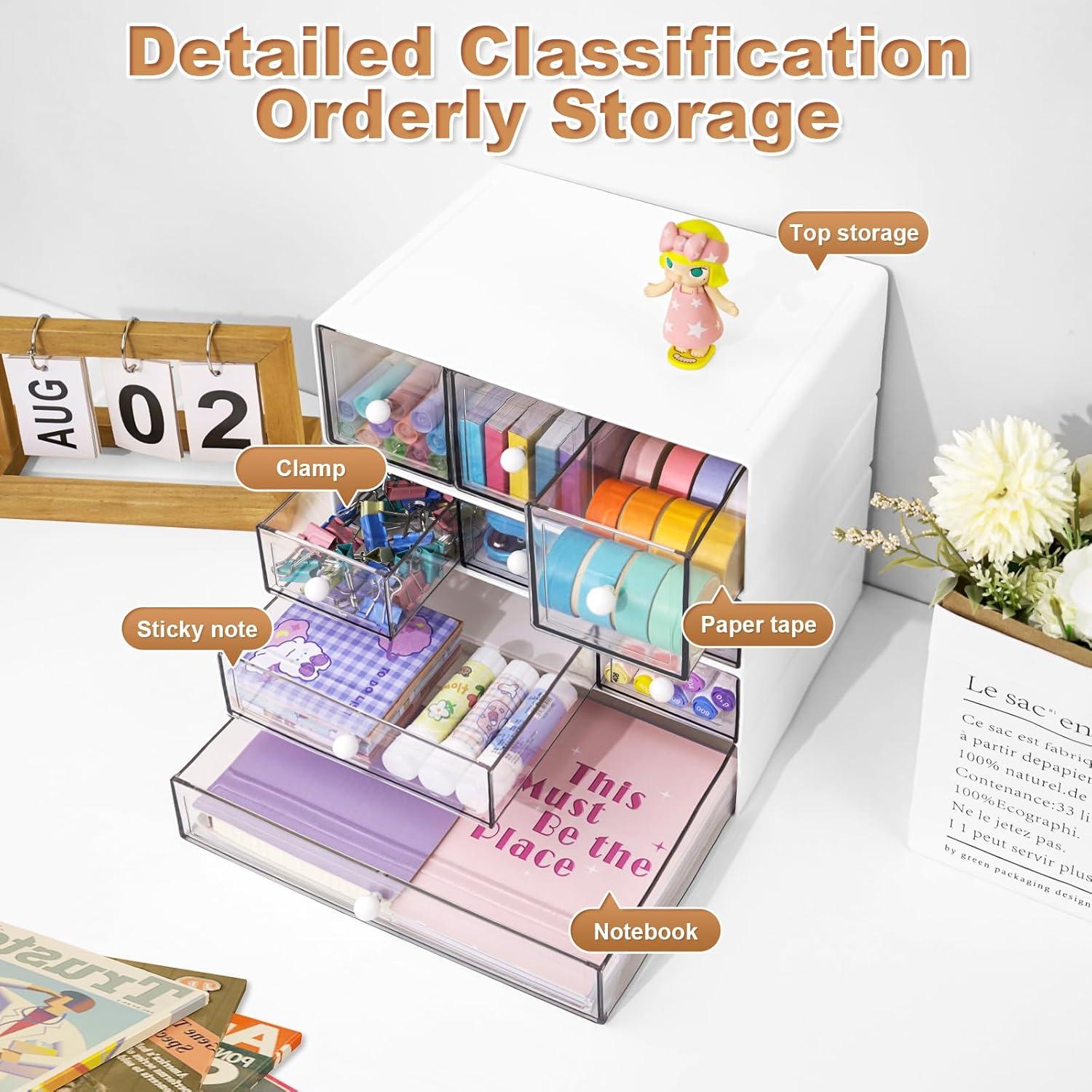 Organizador de Escritorio MYKASEN 9 Cajones Apilables Blanco