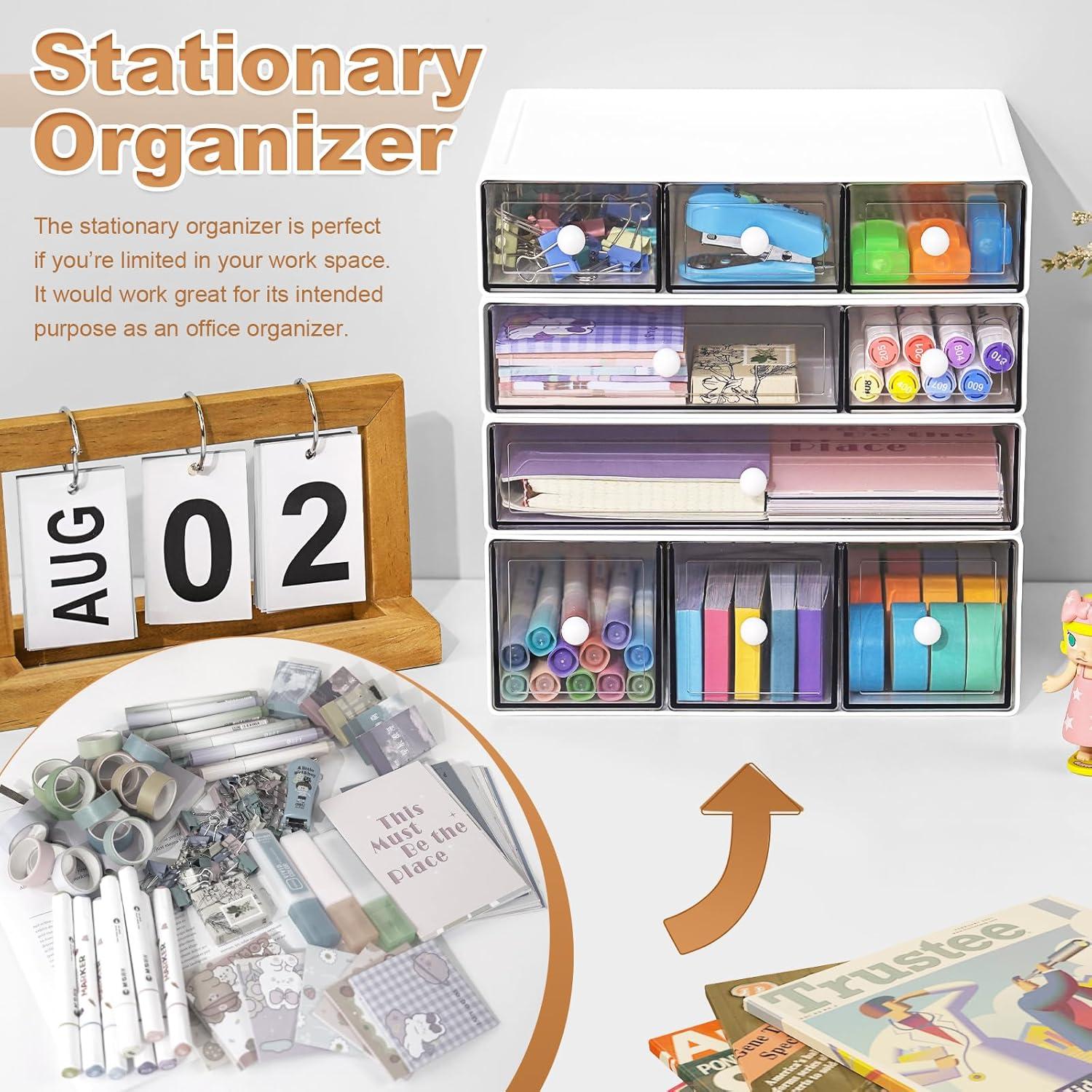 Organizador de Escritorio MYKASEN 9 Cajones Apilables Blanco