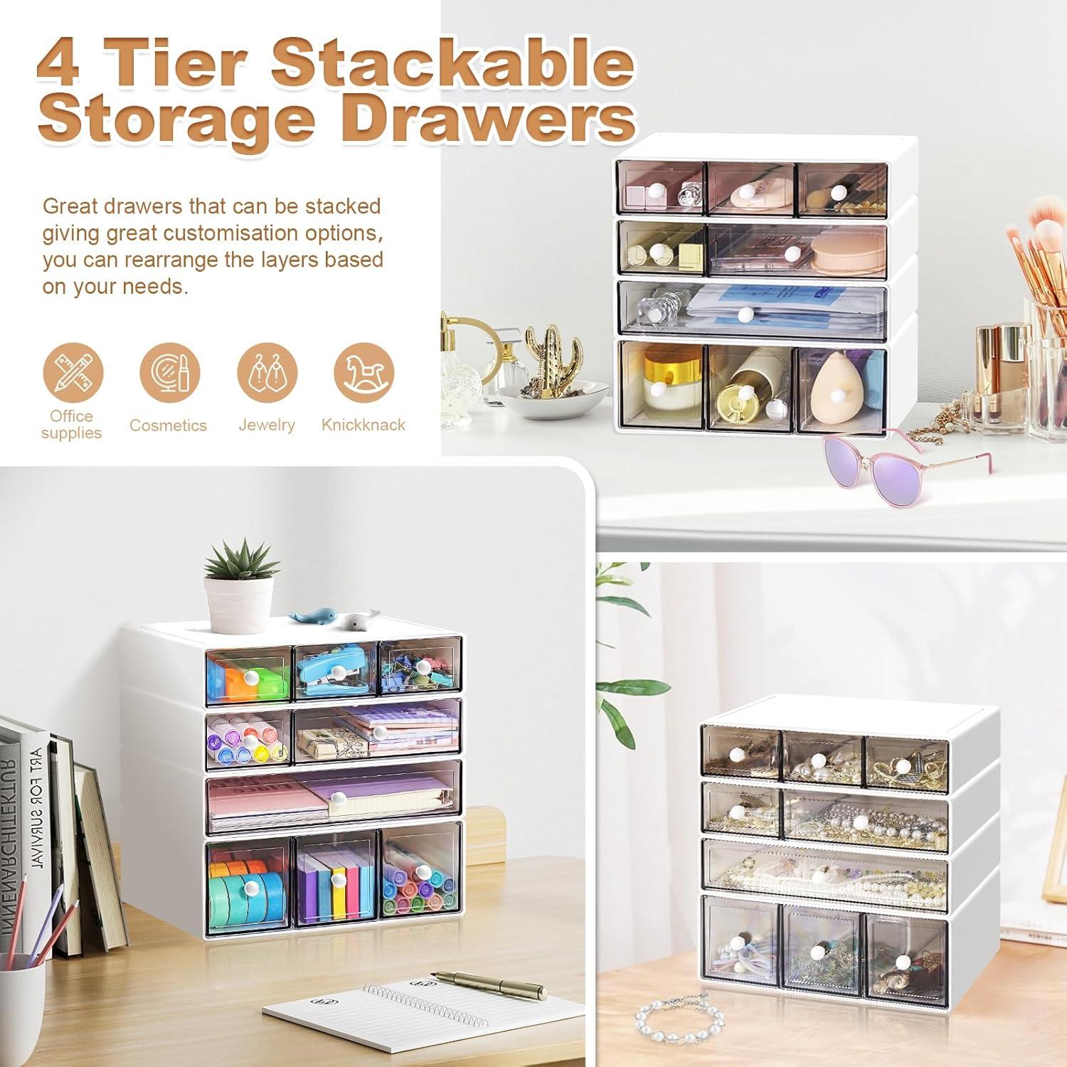 Organizador de Escritorio MYKASEN 9 Cajones Apilables Blanco