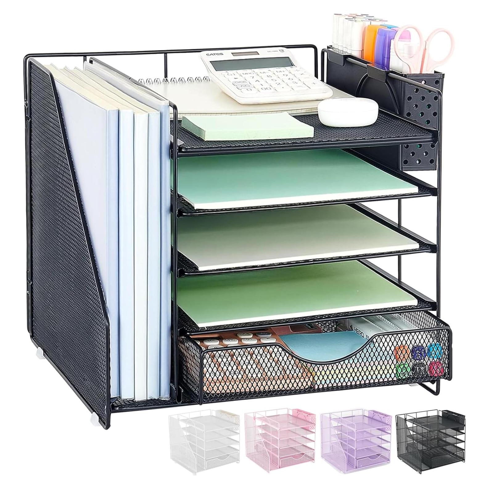 Organizador de Escritorio OUTIOE con Cajón y 5 Bandejas Negro