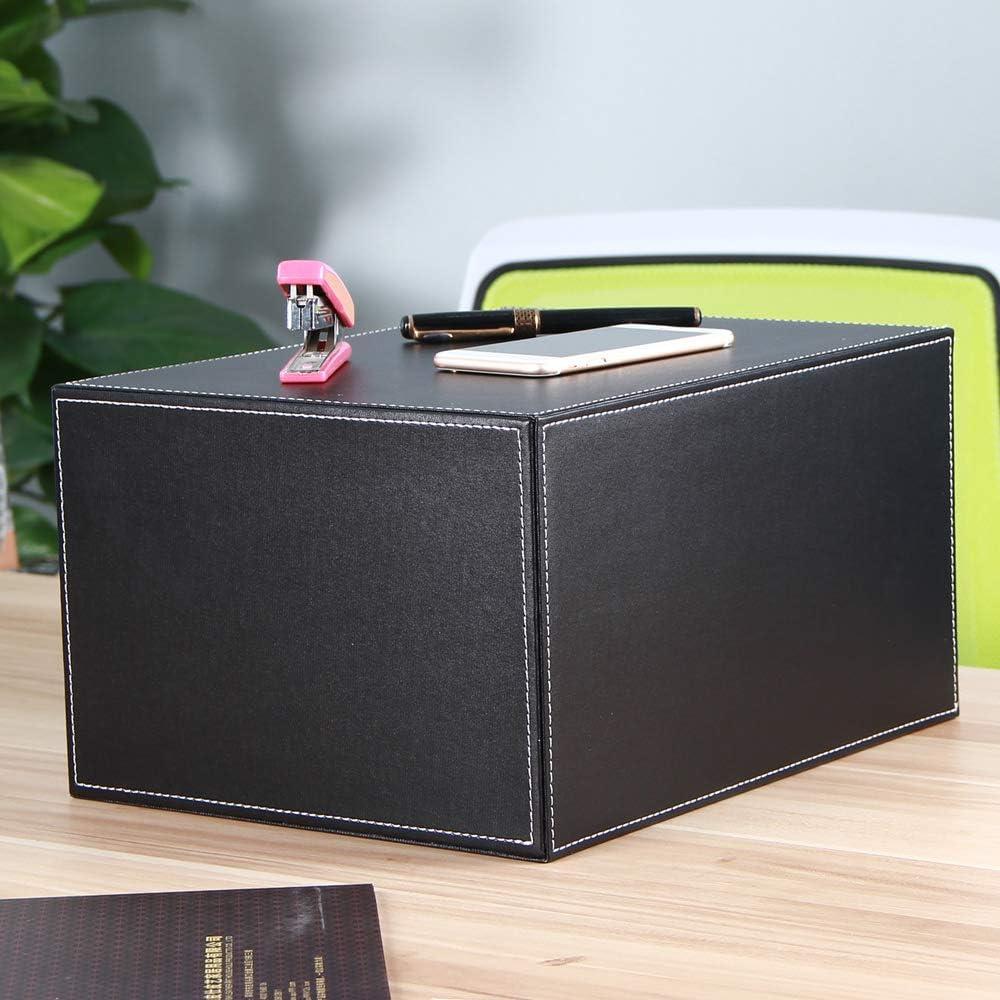 Organizador de Escritorio RHCSZ de Cuero PU Negro con 3 Cajones