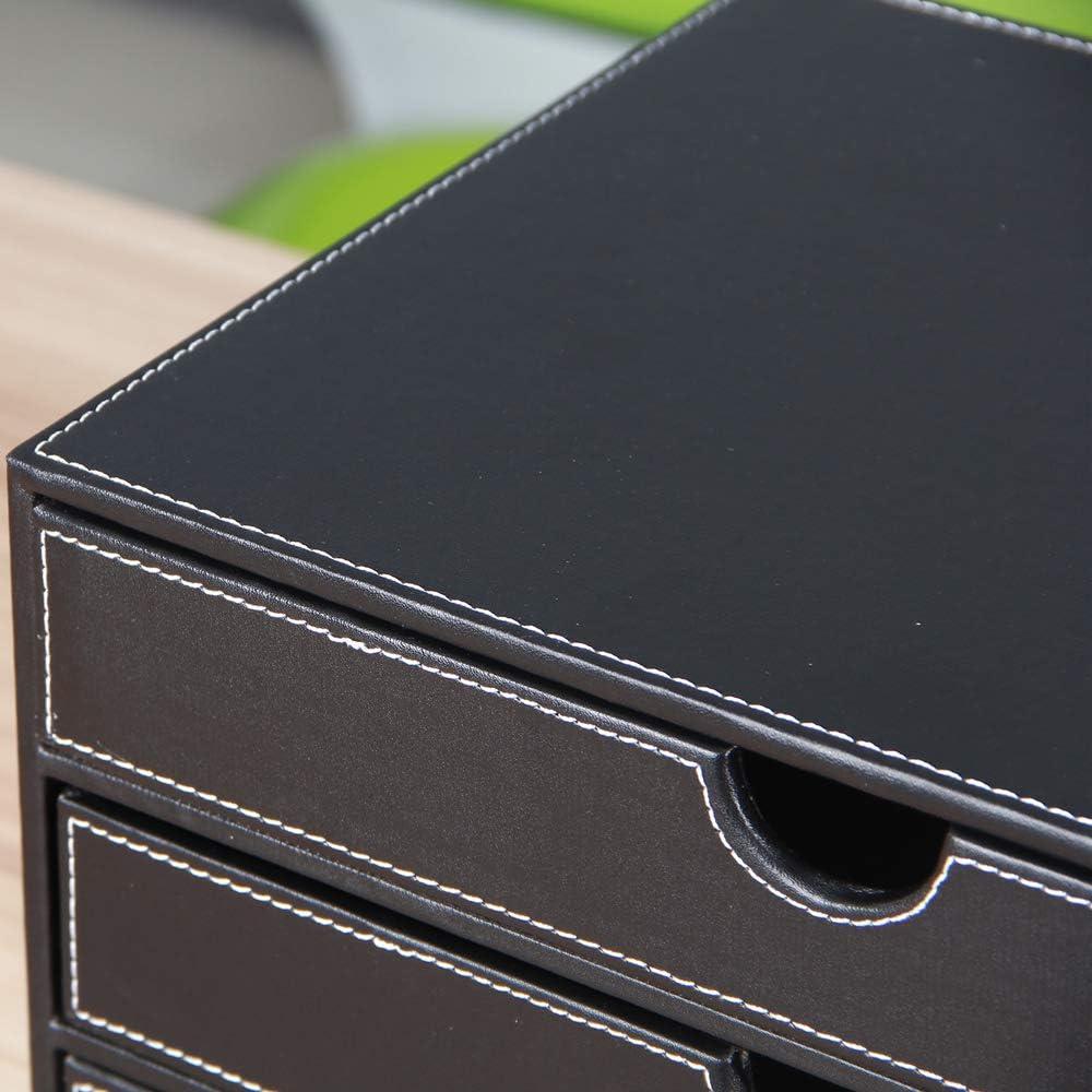 Organizador de Escritorio RHCSZ de Cuero PU Negro con 3 Cajones